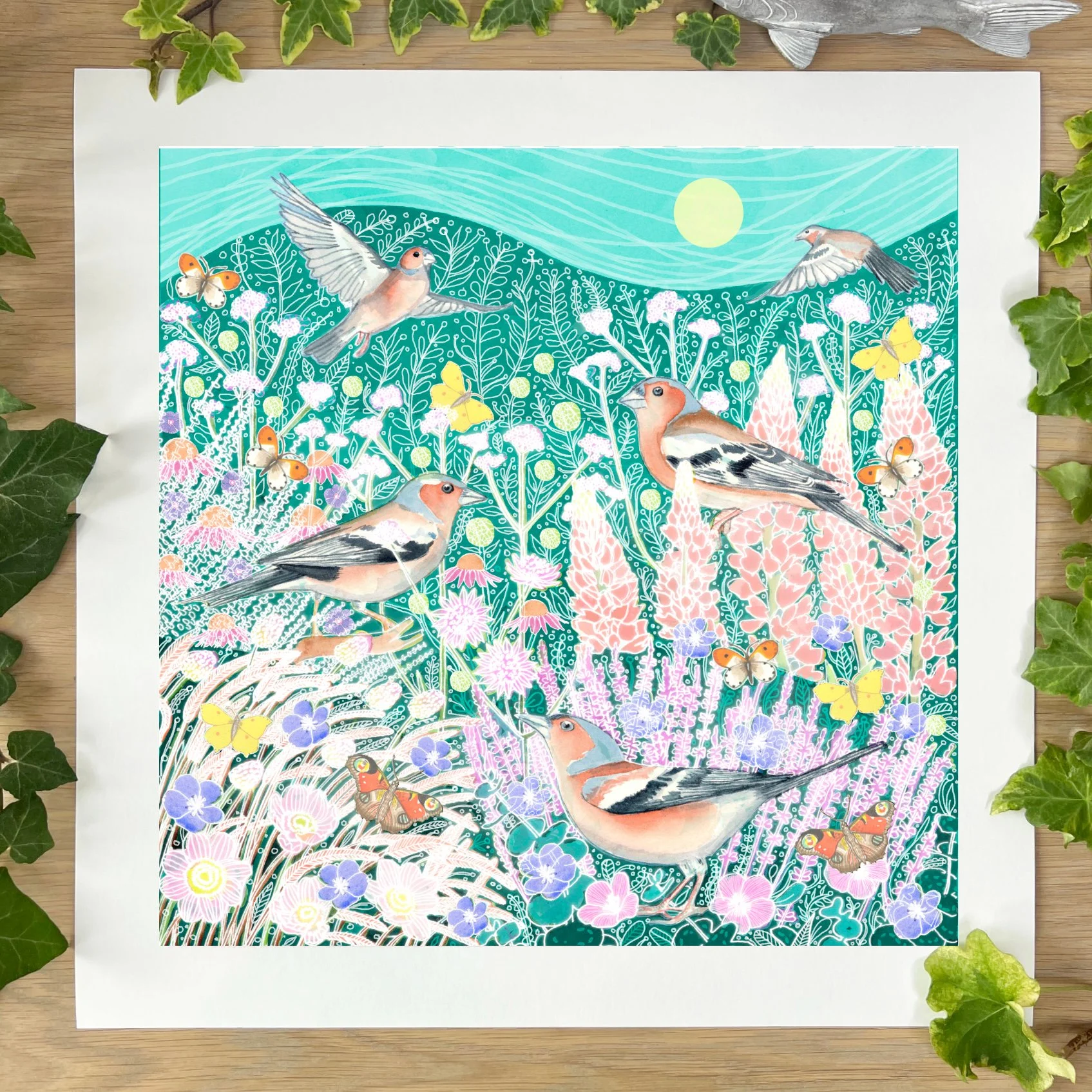 Final art print 4cm A Charm of Chaffinches unframed.jpg