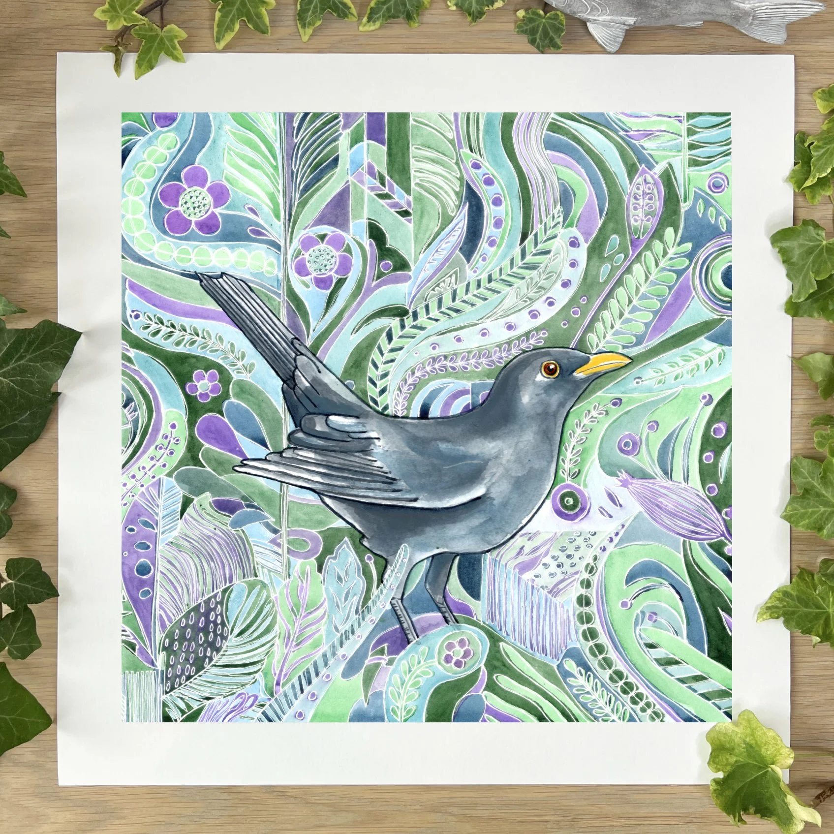 Final art print 4cm Insightful Mr Blackbird unframed.jpg