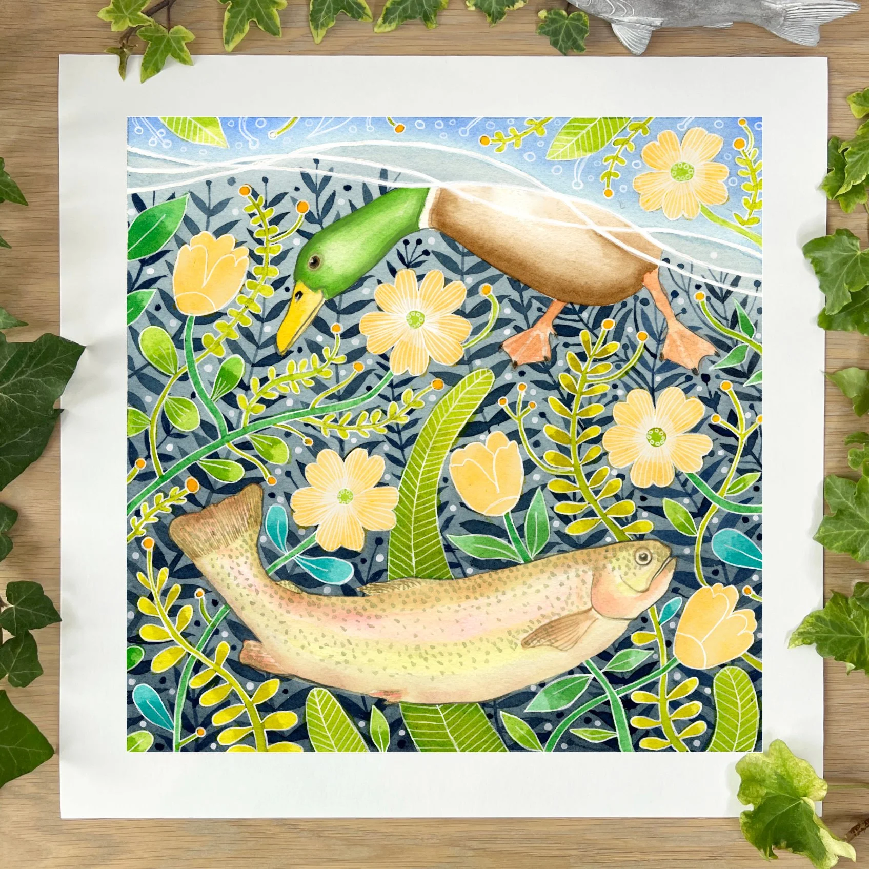 Final art print 4cm  trout and friend unframed.jpg