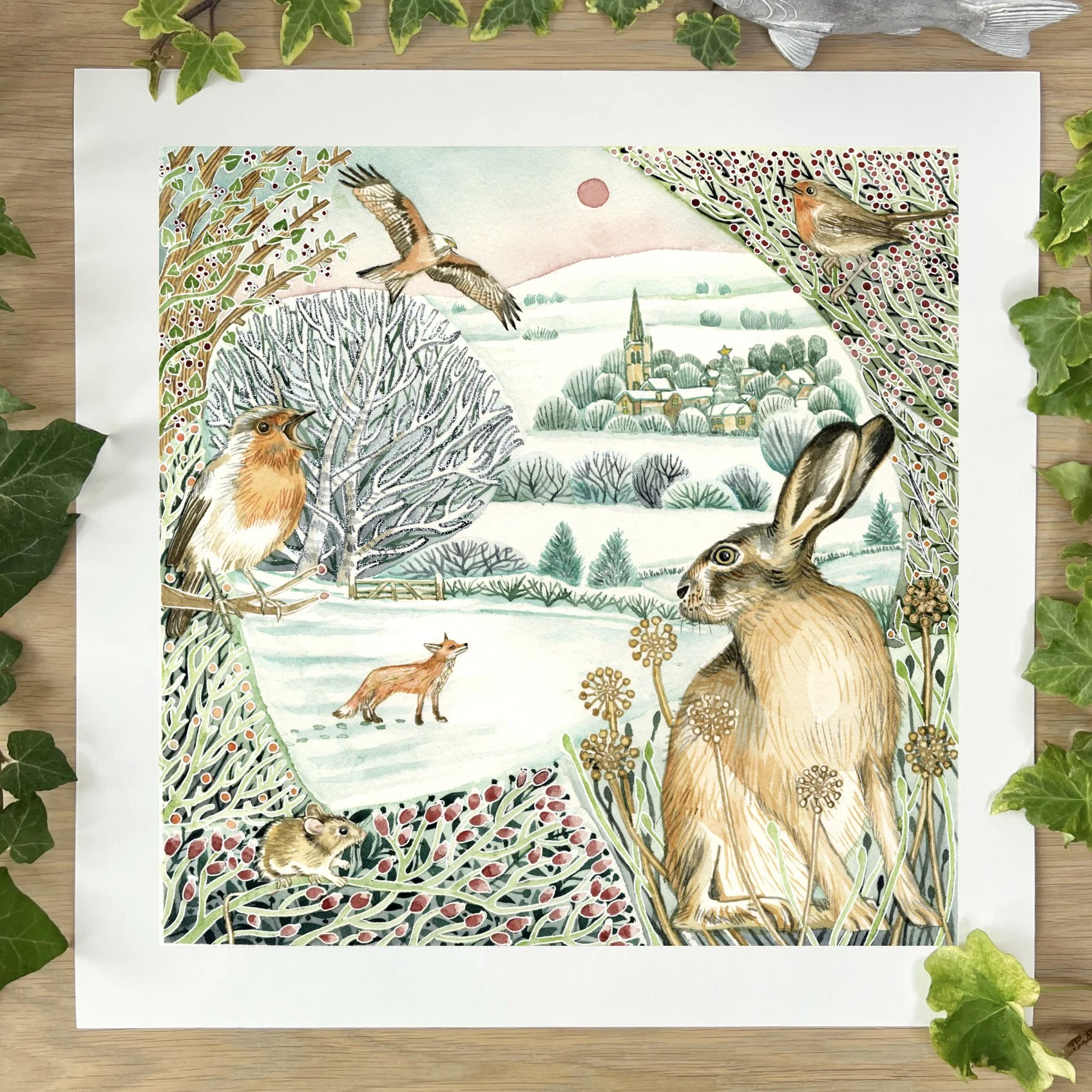 Final art print 4cm Winter Hare unframed.jpg (Copy)