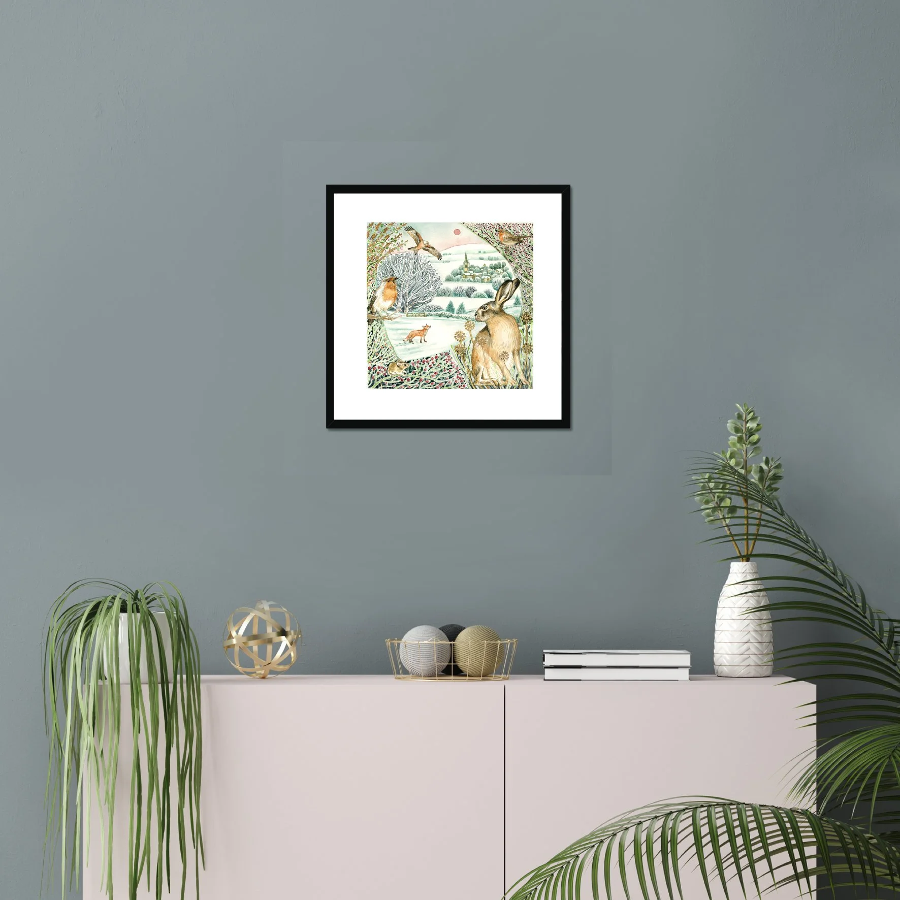 16 inch framed pic Winter Hare.jpg (Copy)