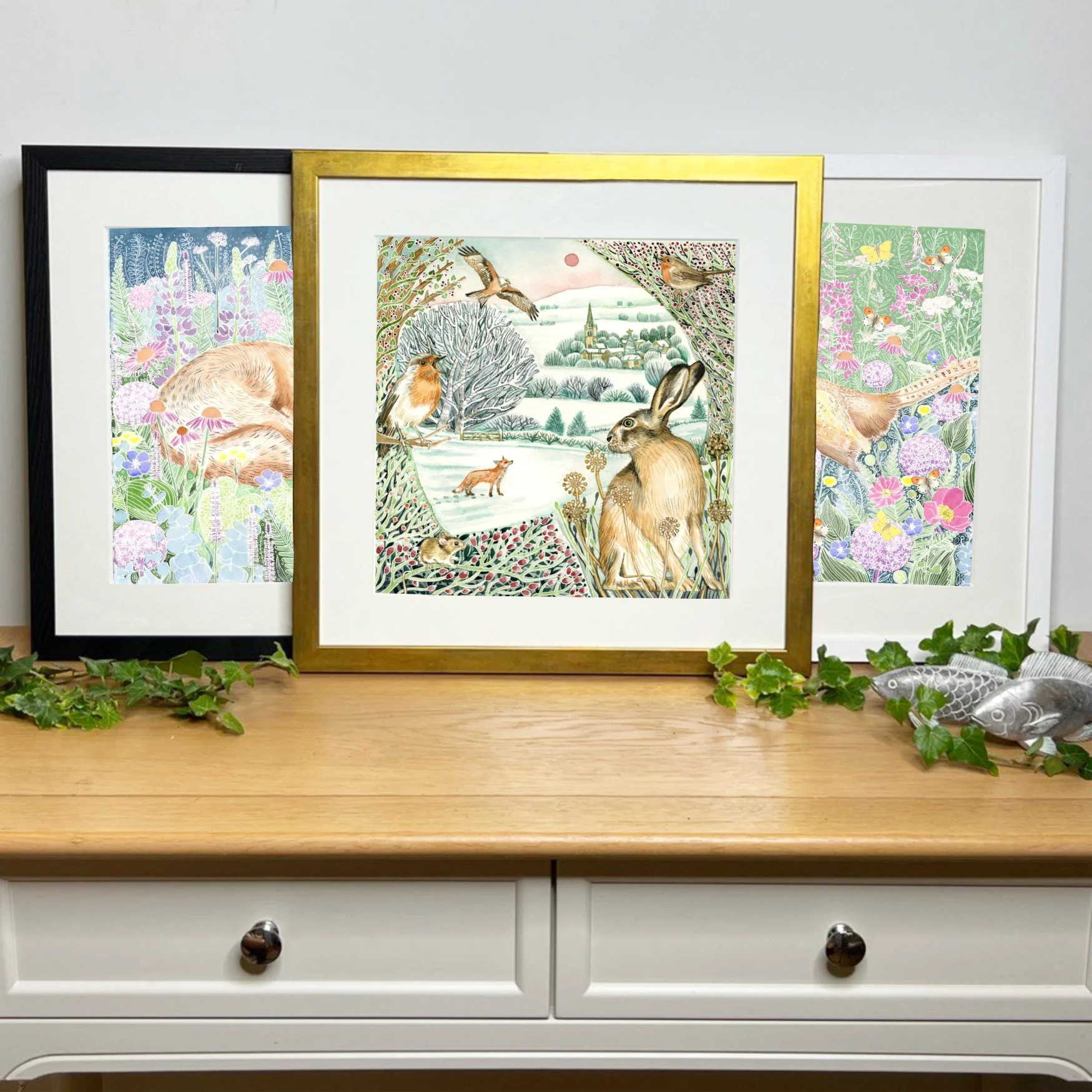 three framed prints Winter Hare.jpg (Copy)