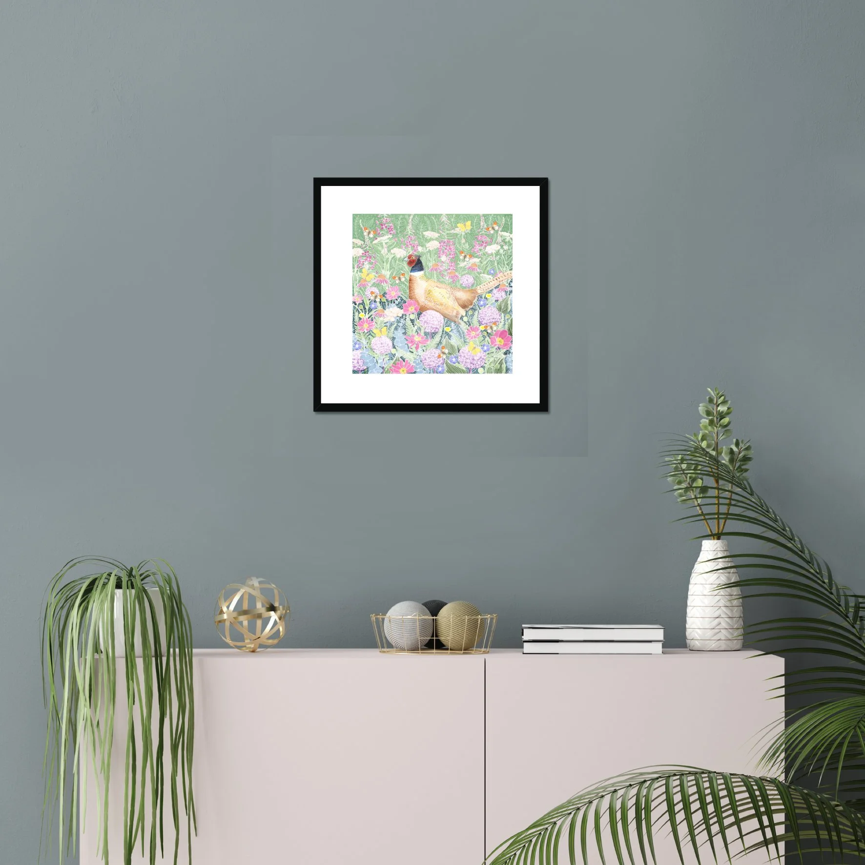 16 inch framed pic A Pheasant in the Garden .jpg