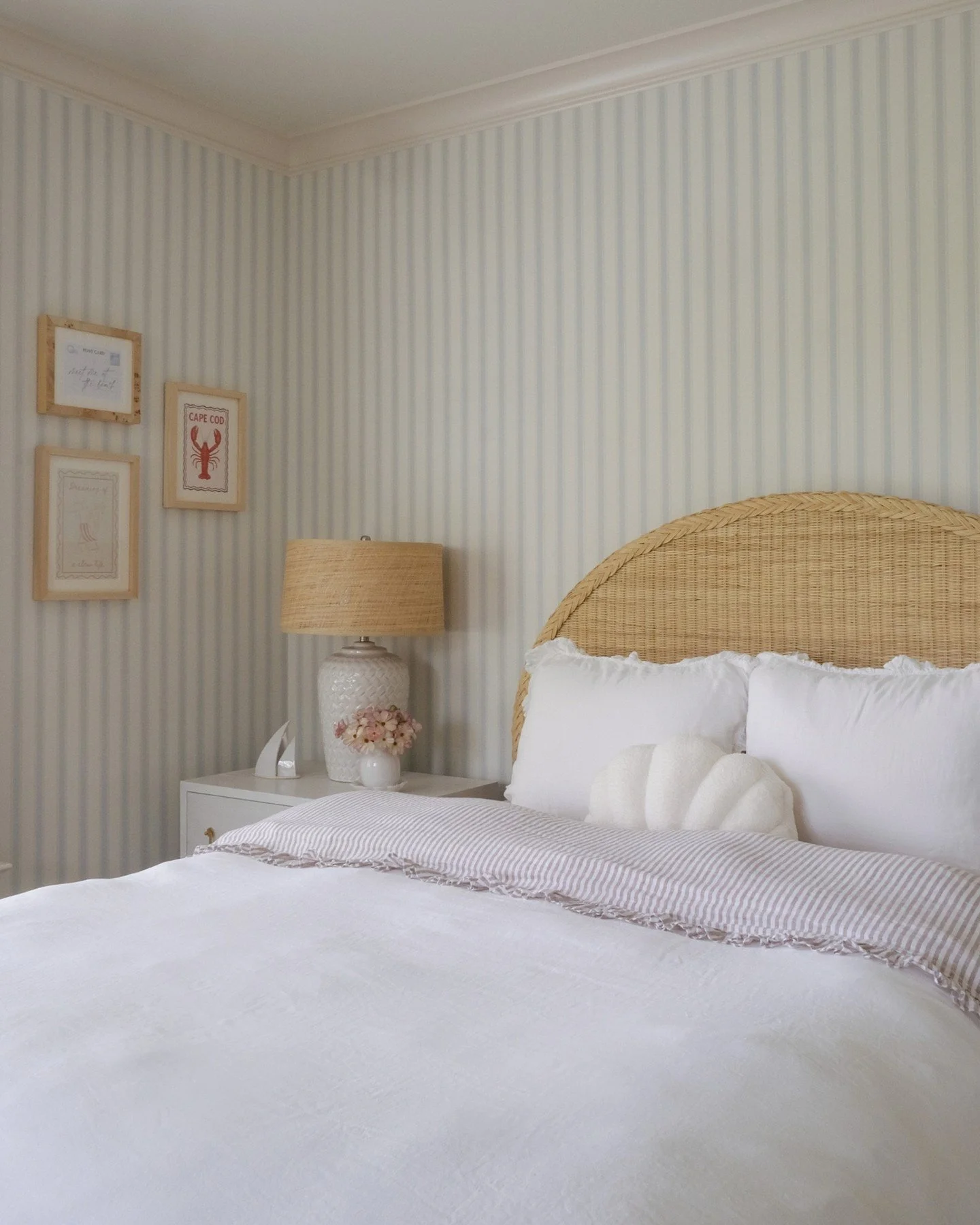 A bedroom designed to feel youthful, elevated and never too precious 🤍

Woven textures, warm wood, soft textiles and a little pattern layered together with thoughtful details that make the space feel entirely her own