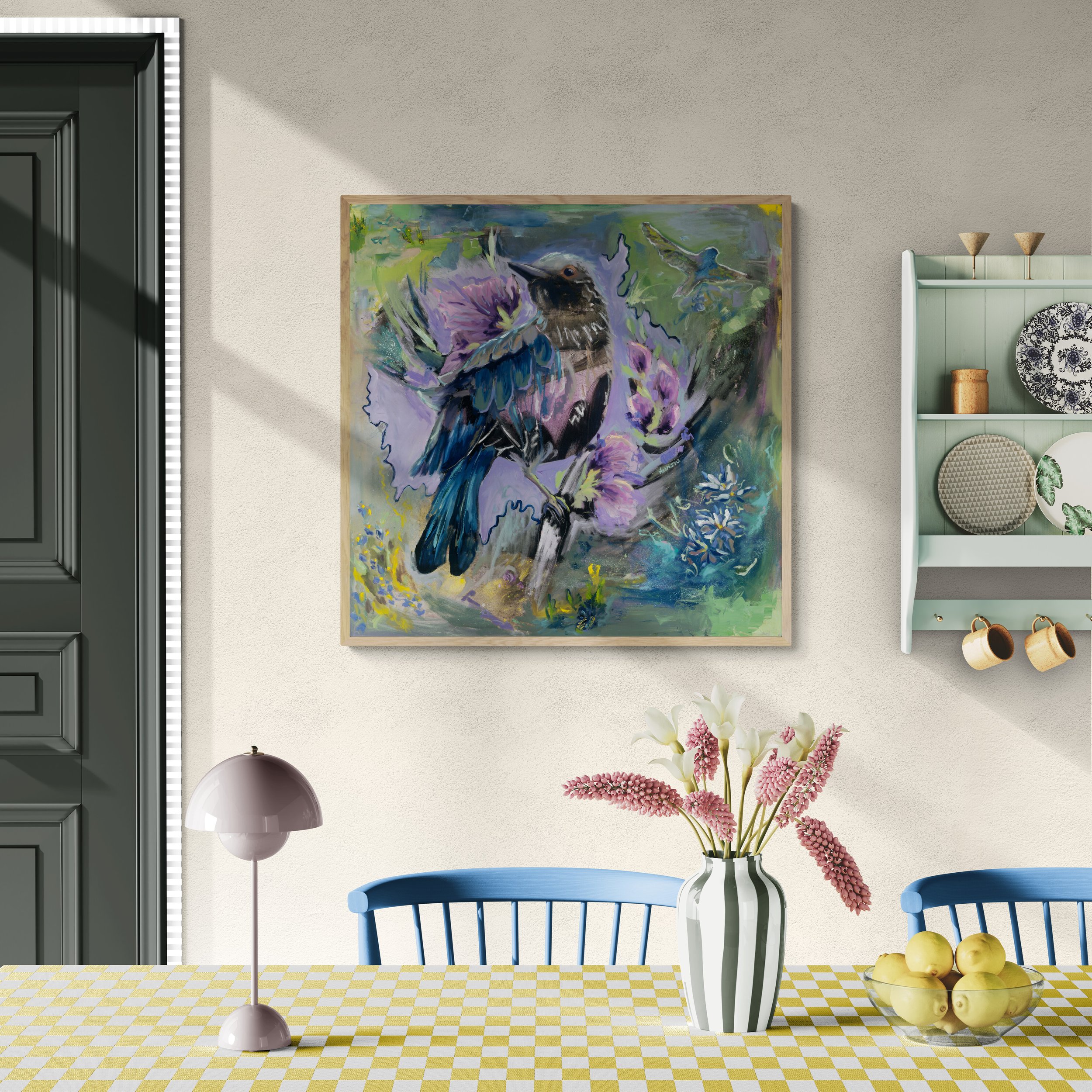 large abstract bird oil painting, original oil painting on canvas