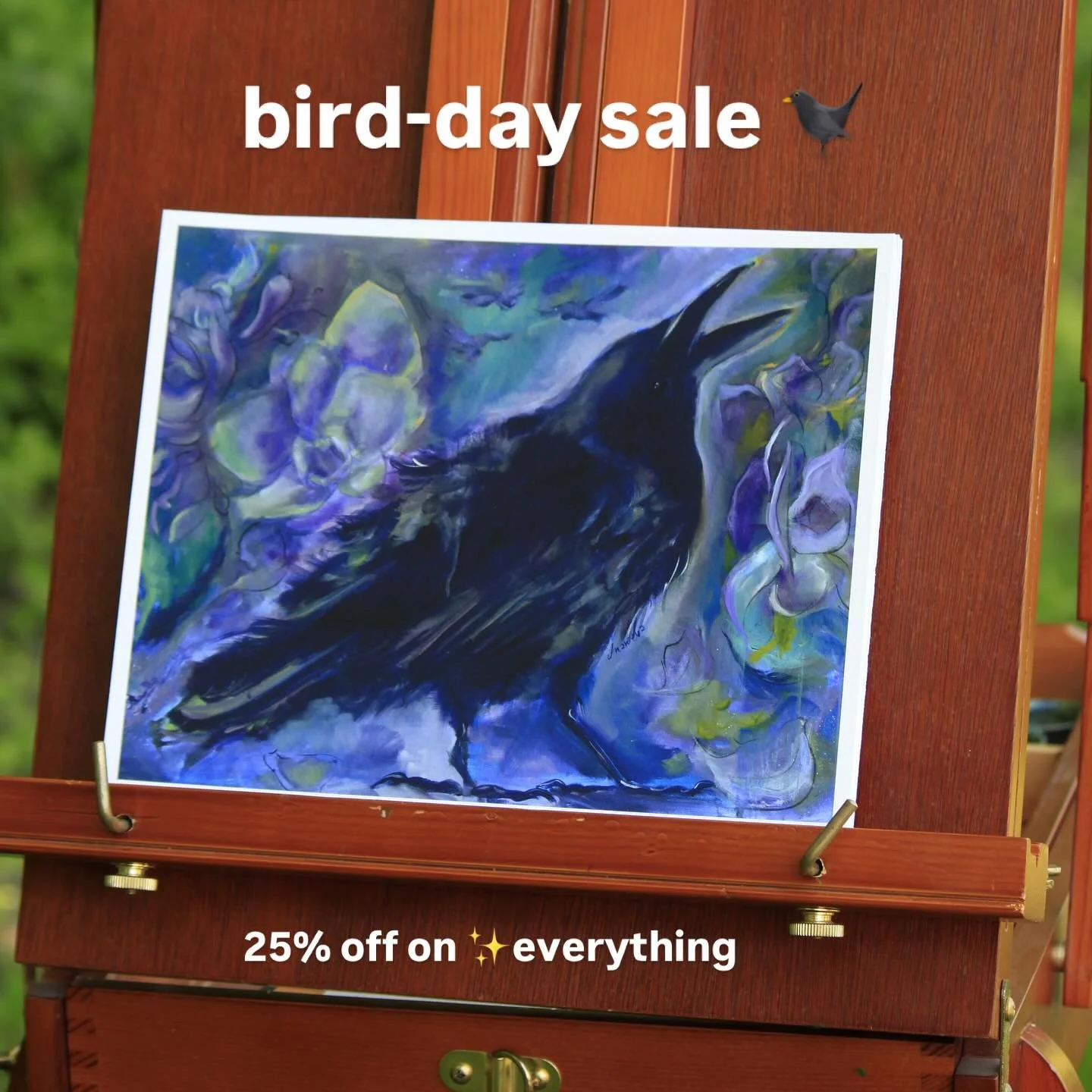 Corvid season is here and as Halloween approaches, I am doing my annual birthday (bird-day) sale! 
Everything in my online gallery (prints and originals yes) is 25% off. 

If you have been following me a while and thinking about getting a piece, now 