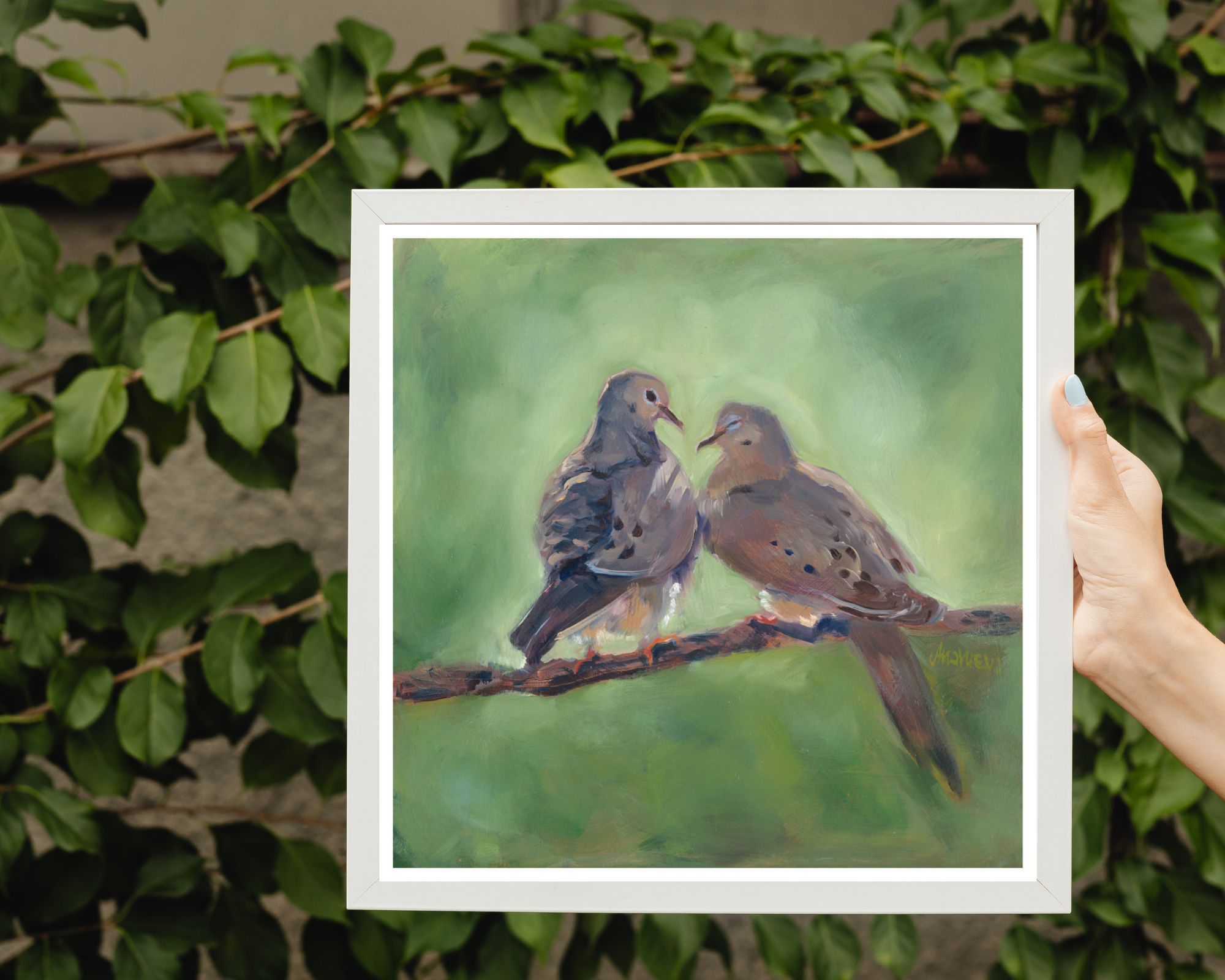 mourning doves fine art print framed