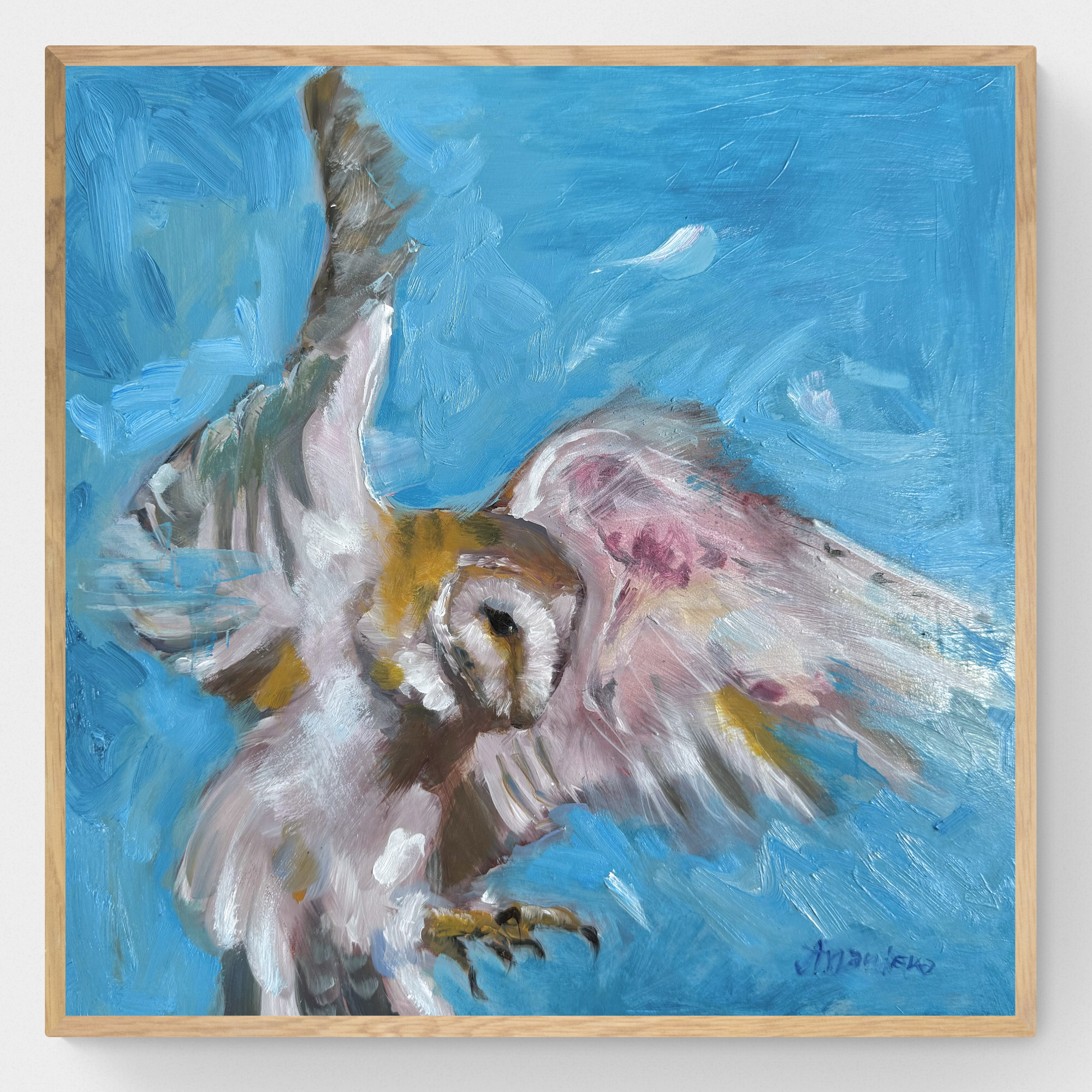 Barn Owl in Flight Oil Painting