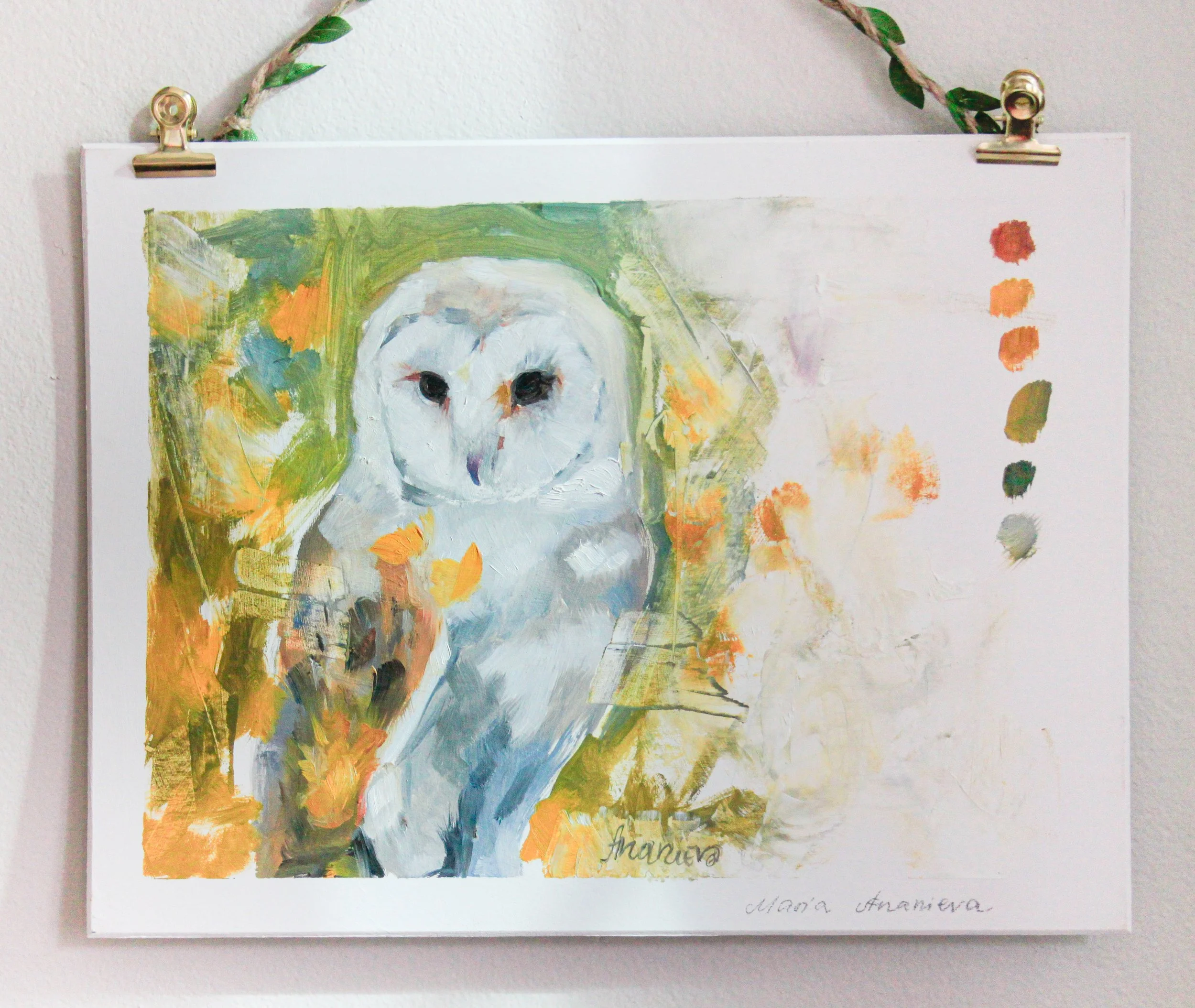 Barn Owl Oil Painting