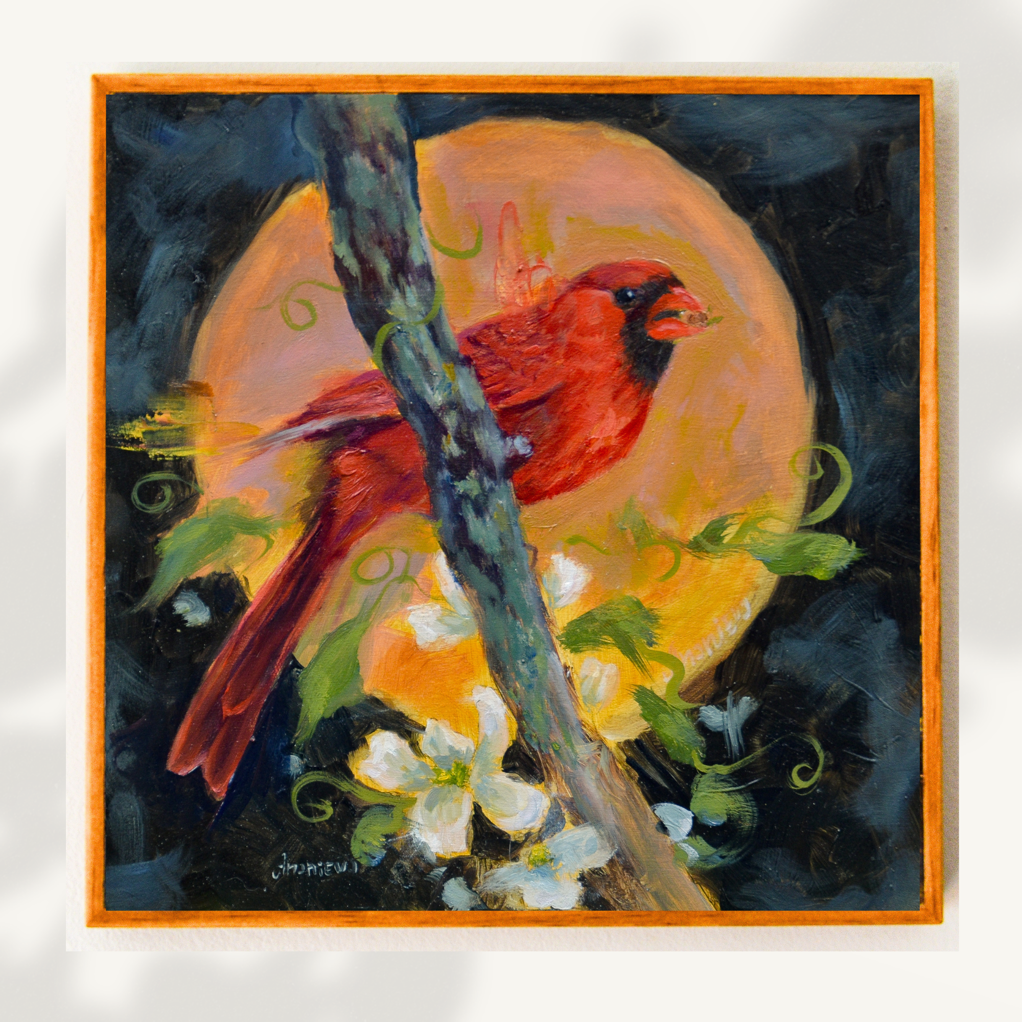 Male Cardinal Oil Painting