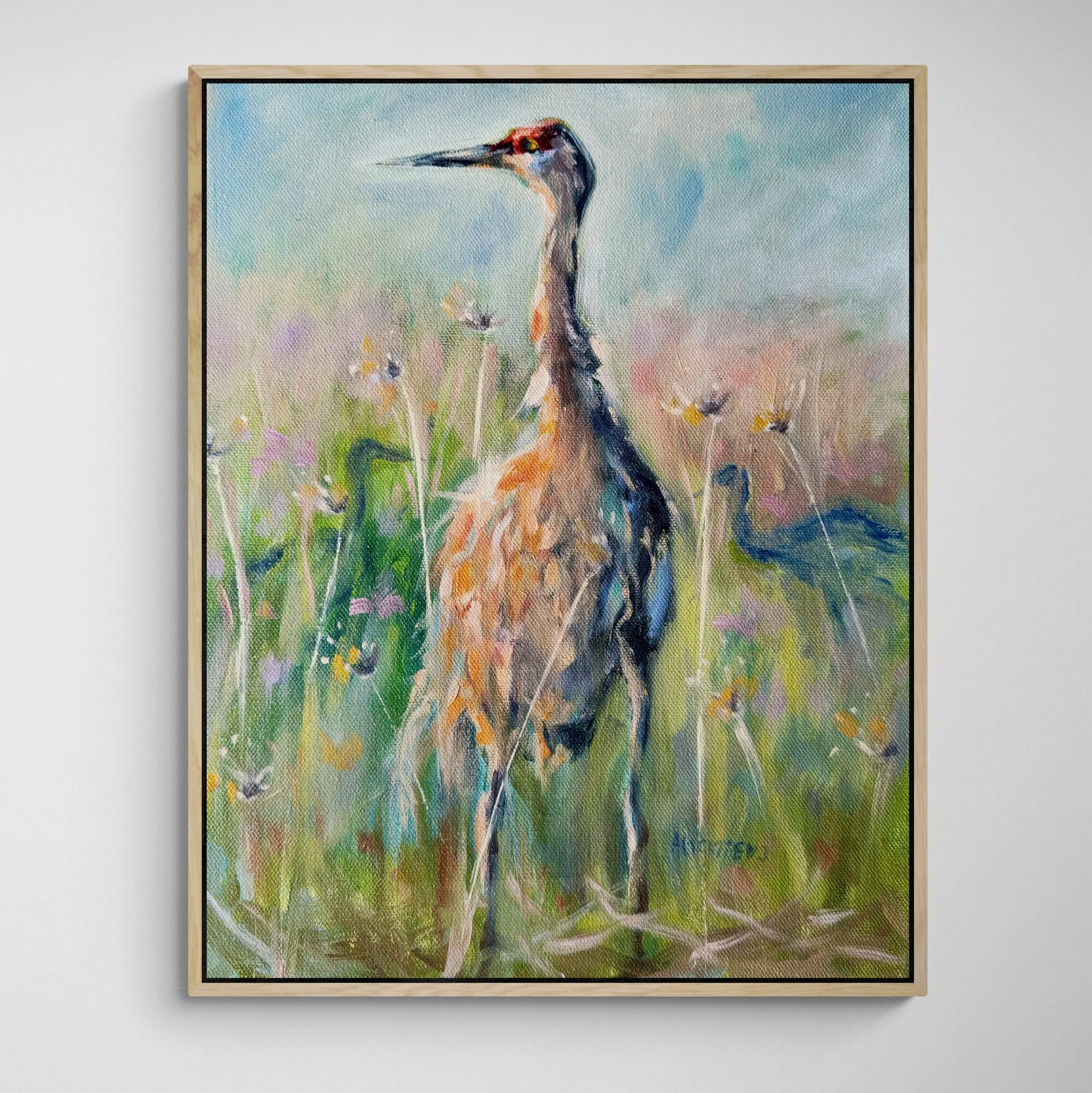 Sandhill Crane Original Oil Painting