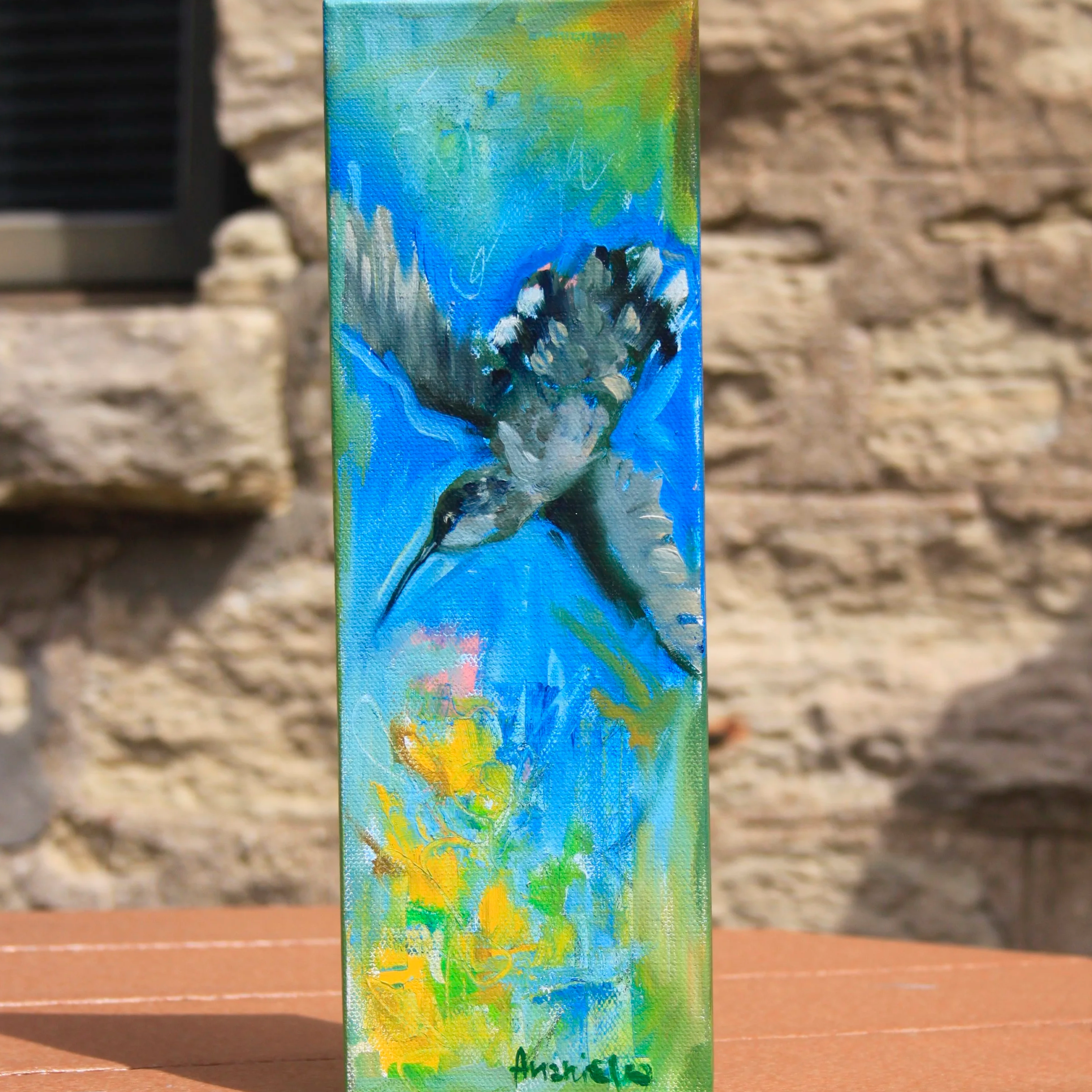 Hummingbird Flight Oil Painting