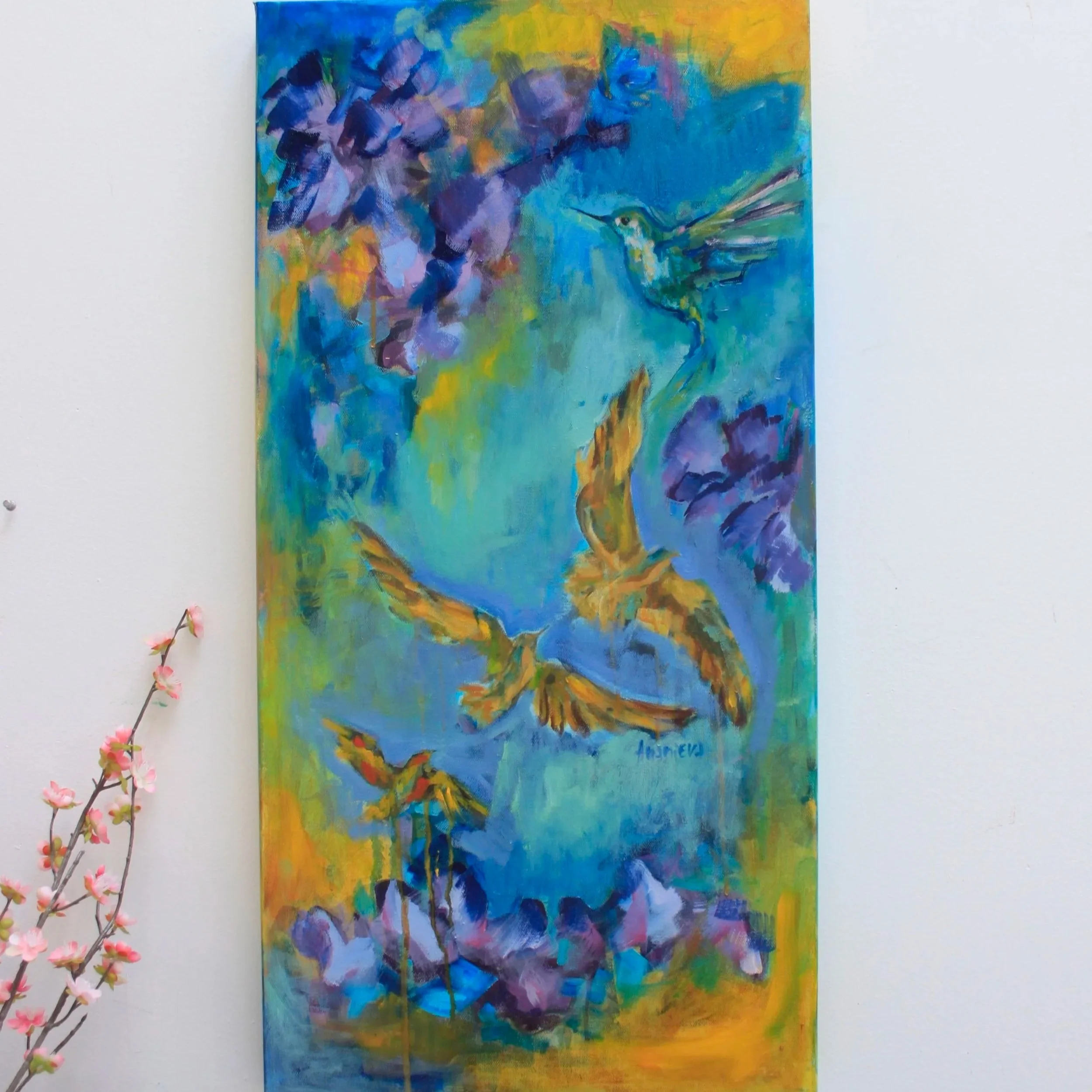 Golden Birds Oil Painting