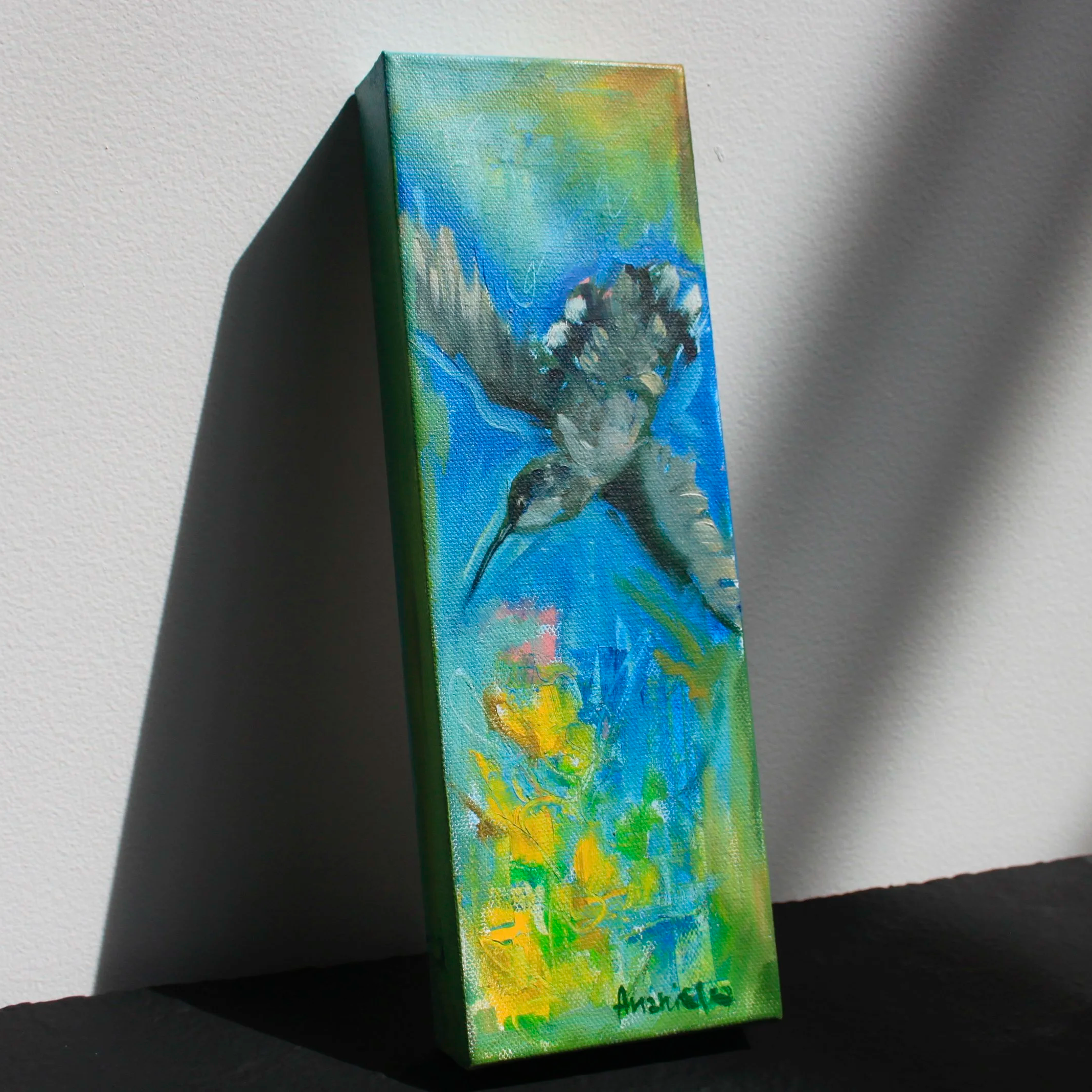 Hummingbird Flight Oil Painting