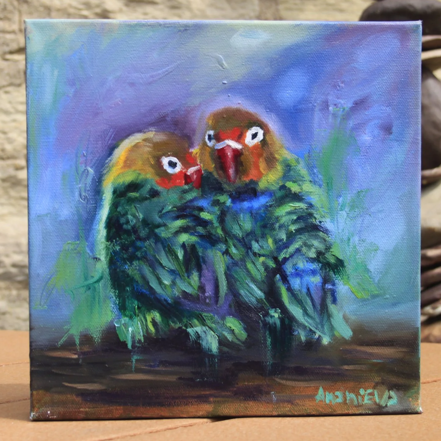 Lovebirds Oil Painting