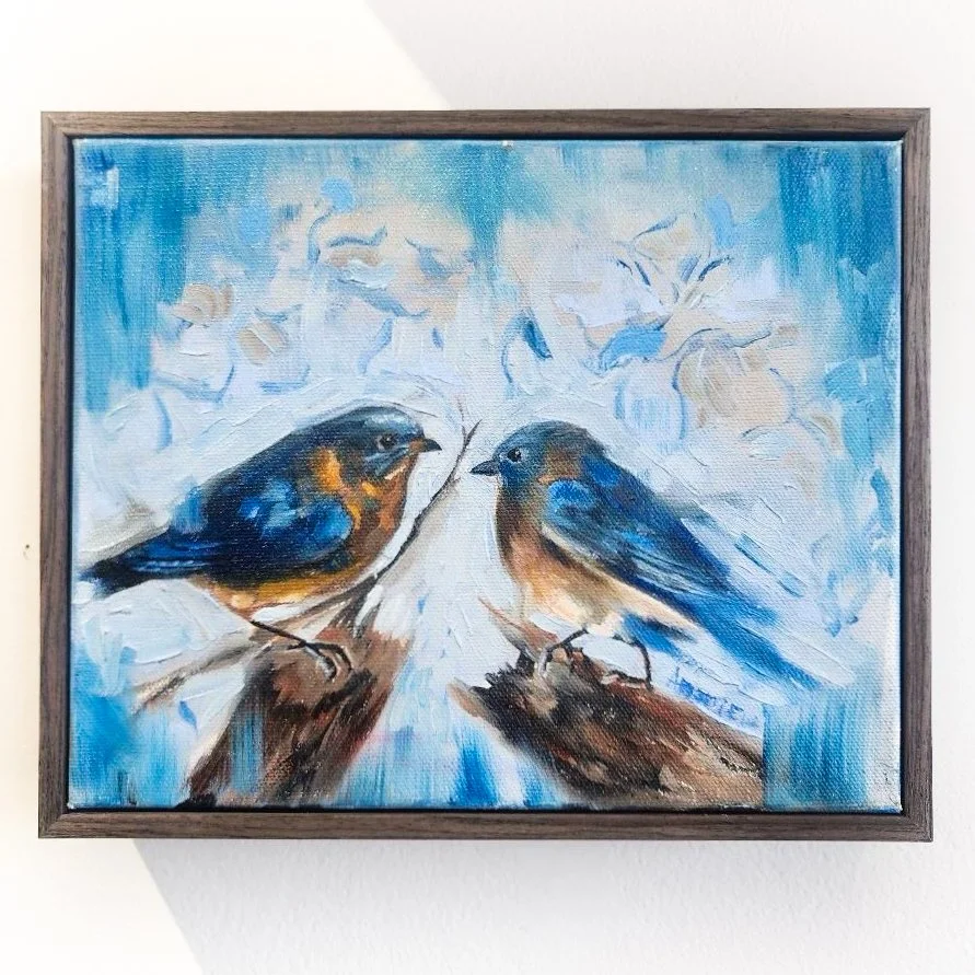 Bluebirds Original Oil Painting