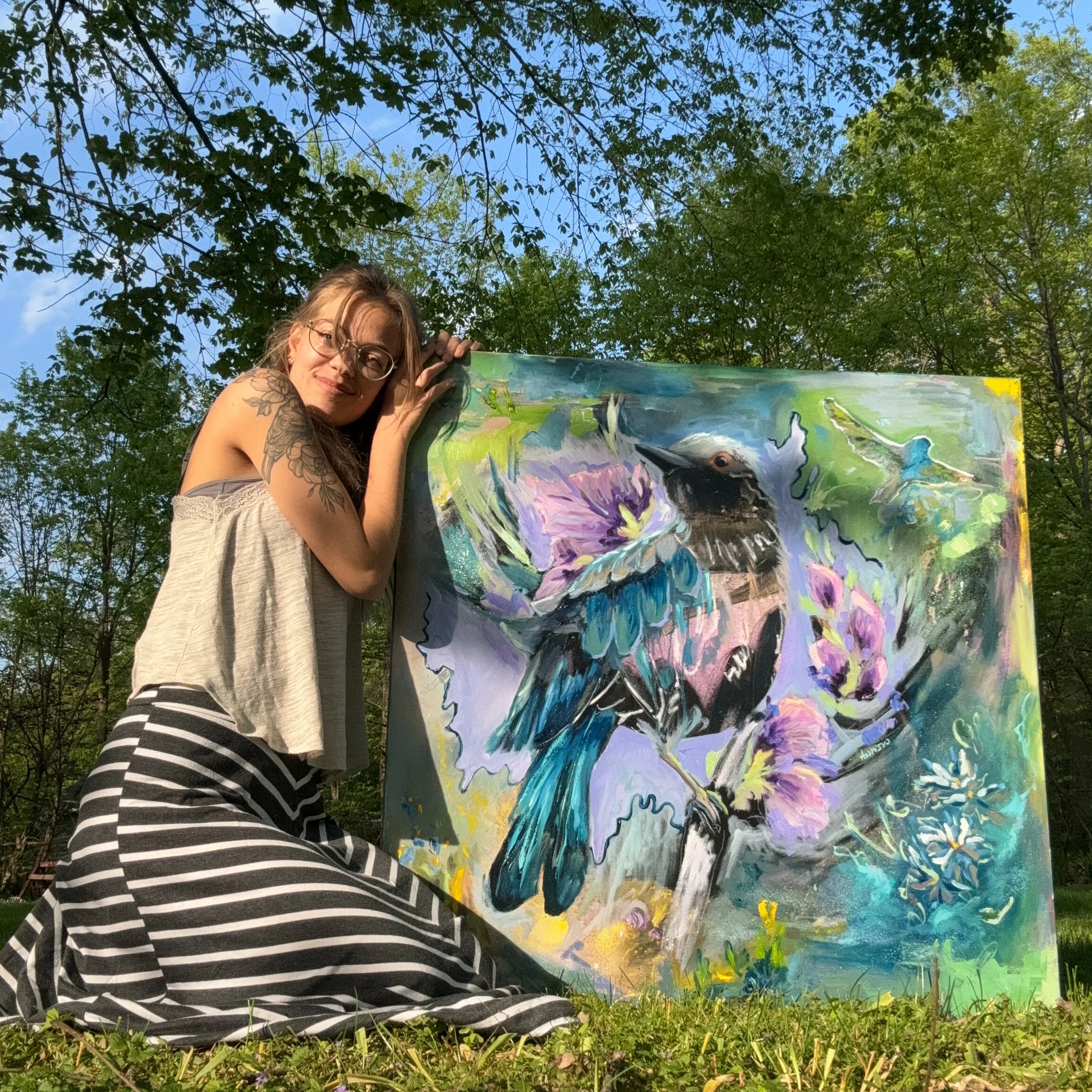 Whimsical Bird Oil Painting