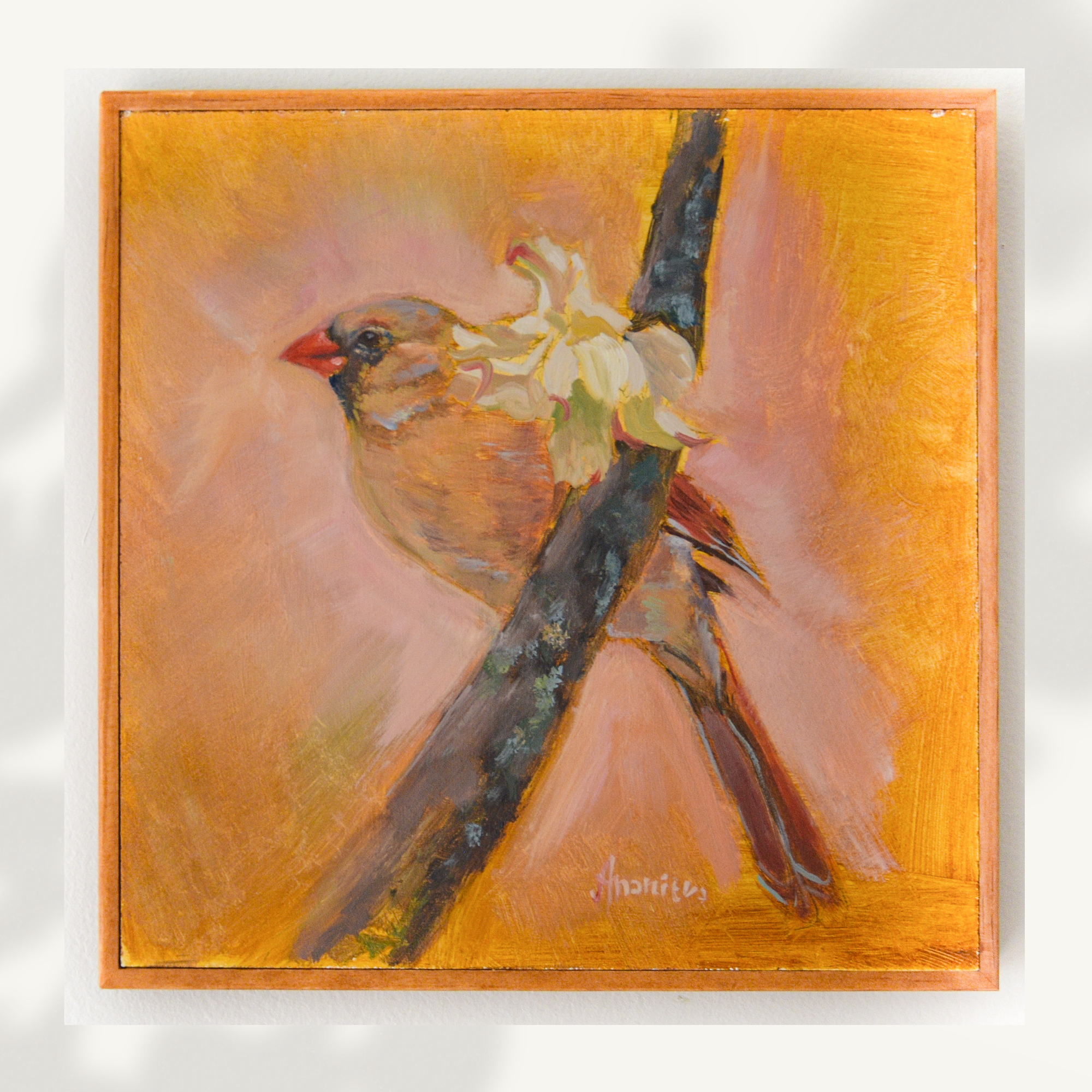 Female Cardinal Oil Painting
