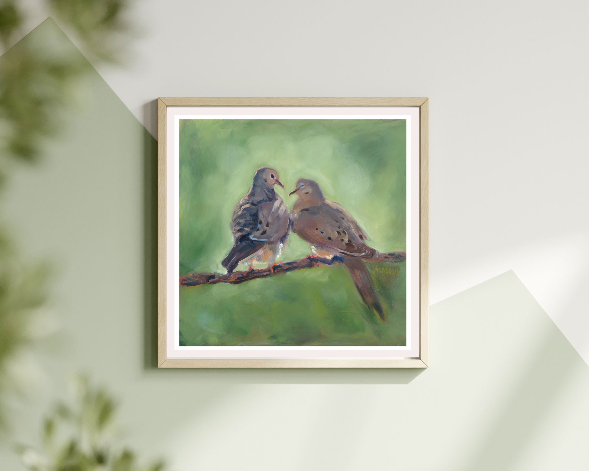 two doves oil painting