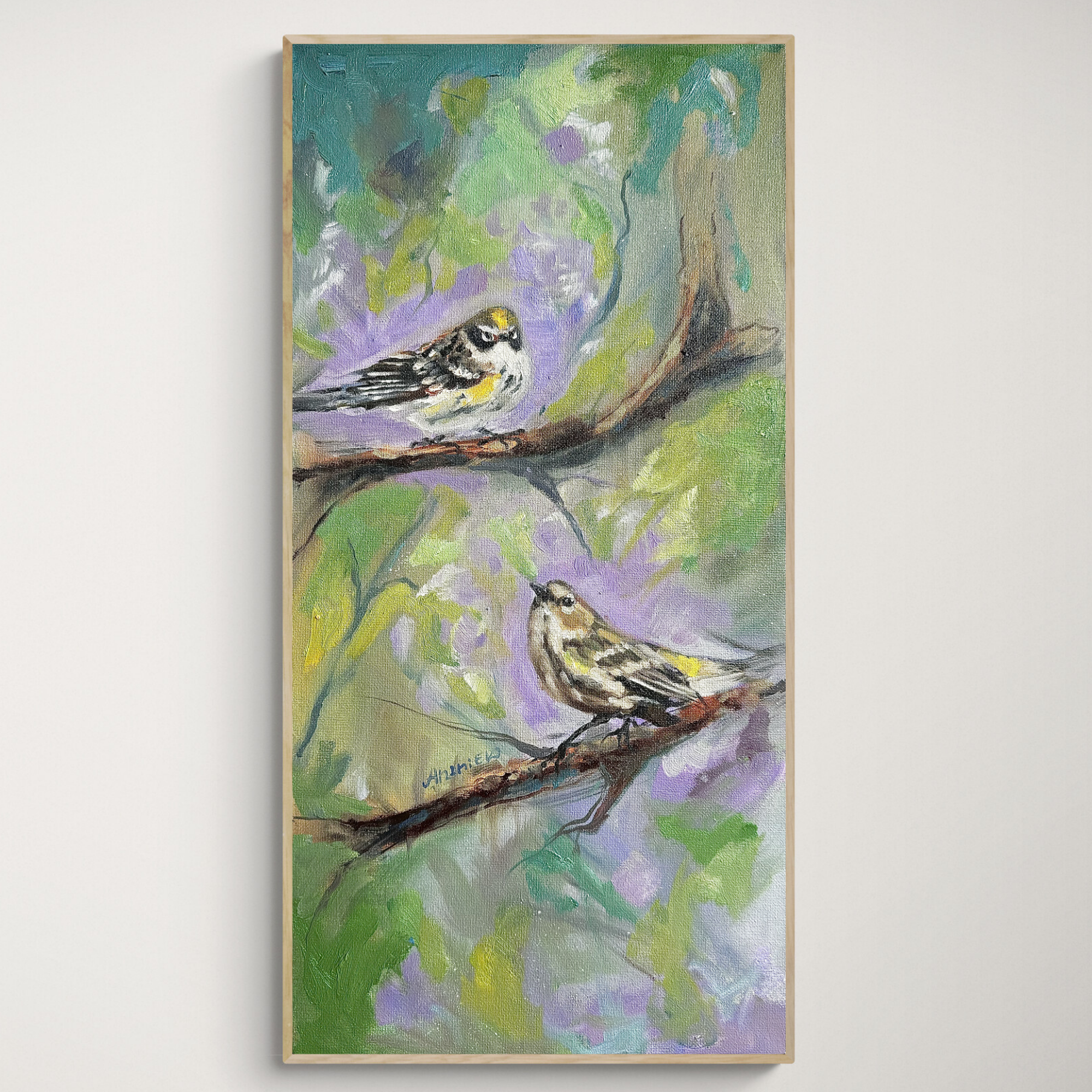 Yellow Rumped Warblers Oil Painting