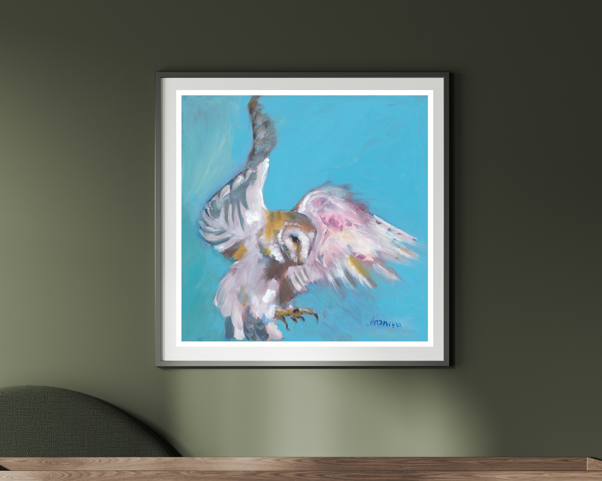 barn owl oil painting print