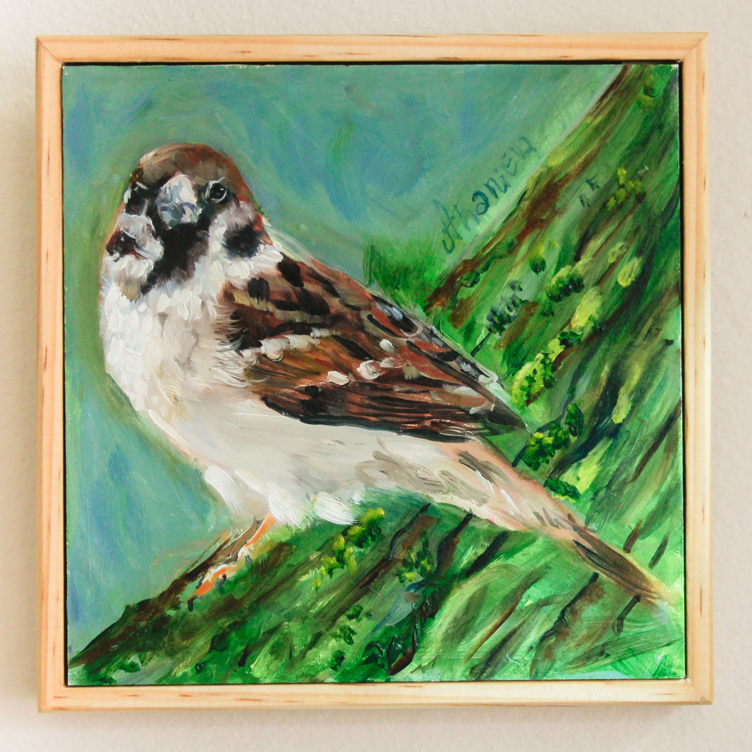 Tree Sparrow Oil Painting