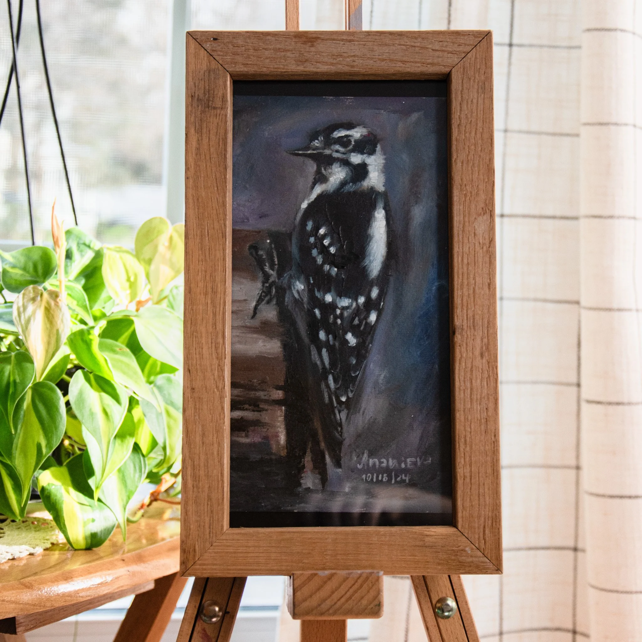 Hairy Woodpecker oil painting