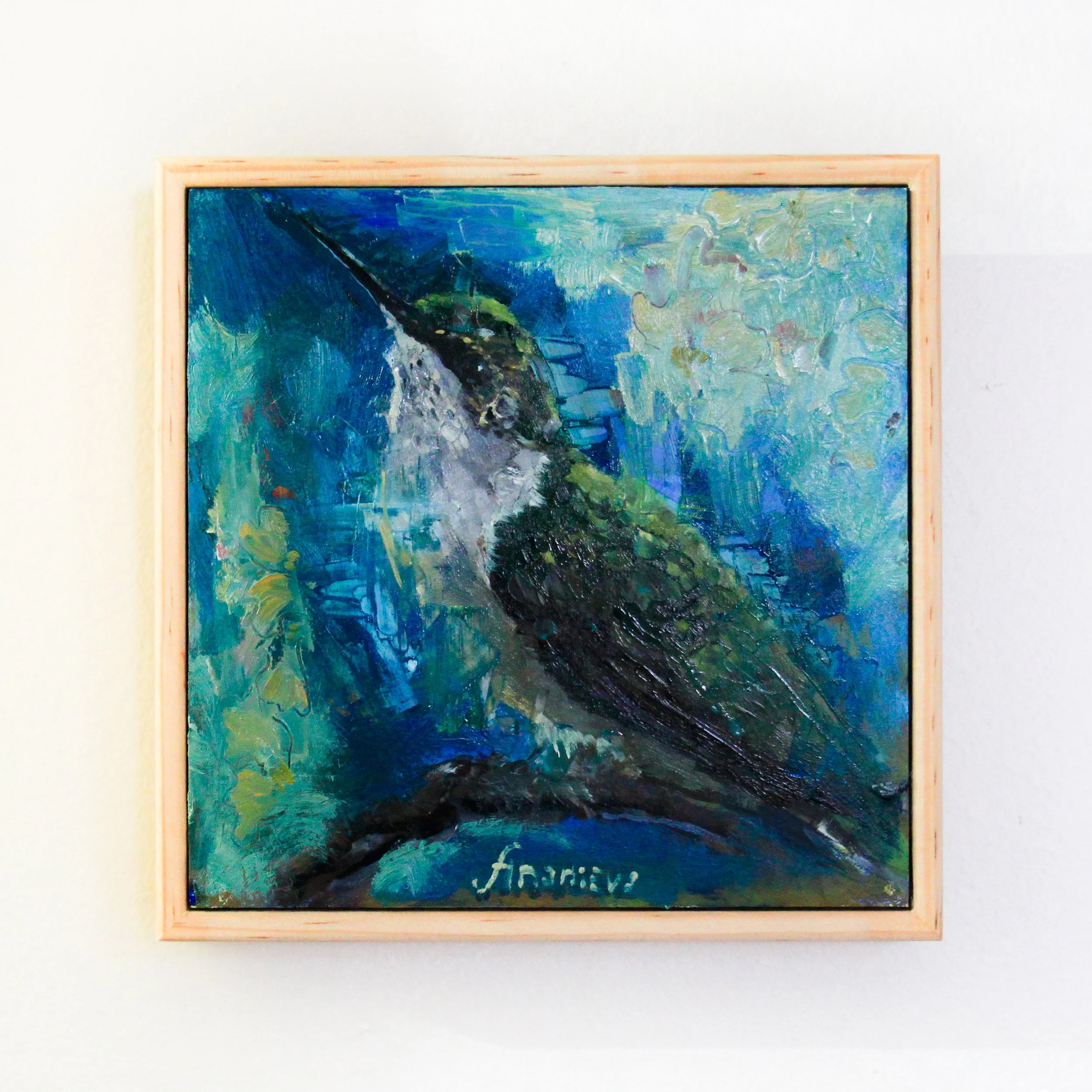 original hummingbird oil painting