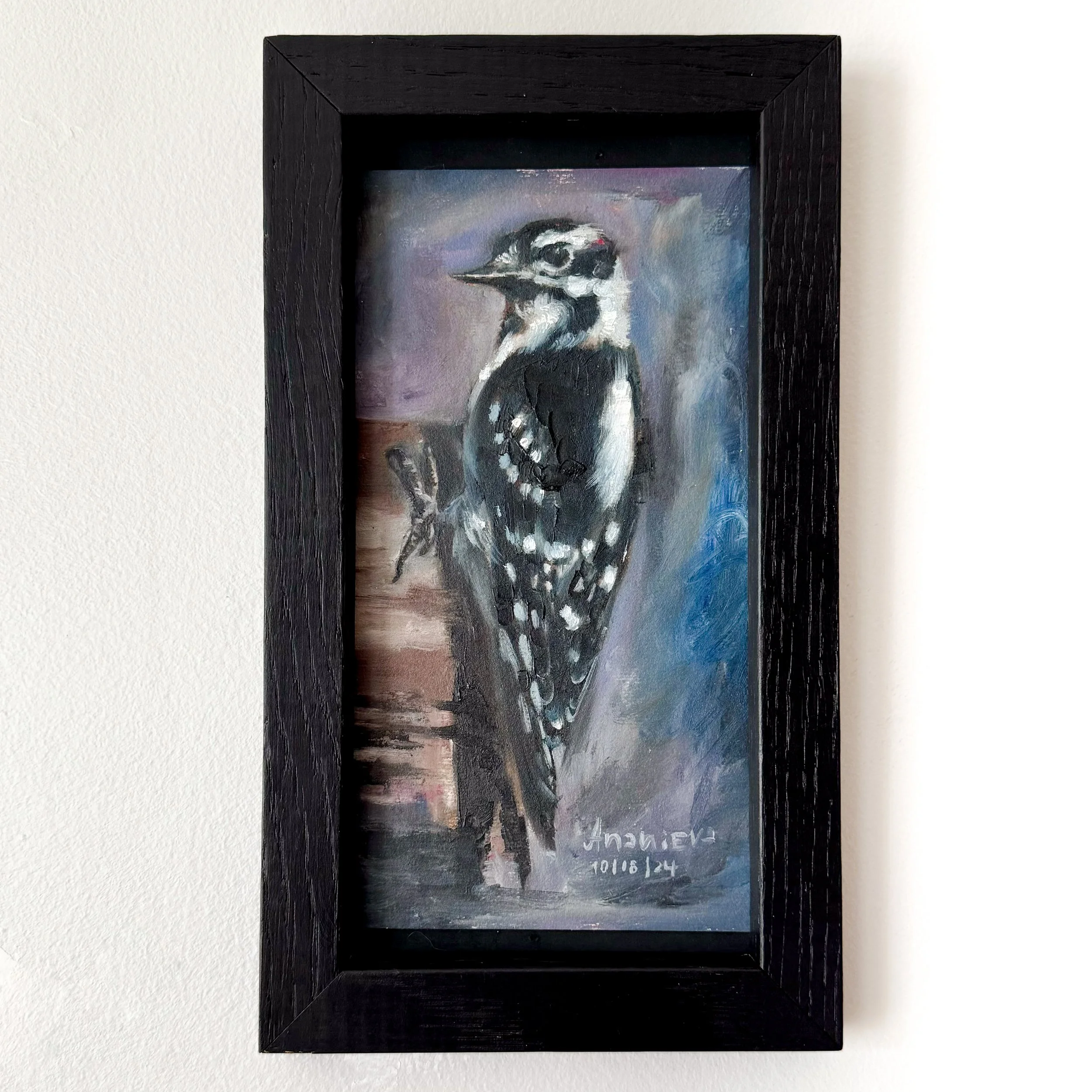 Hairy Woodpecker Oil Painting
