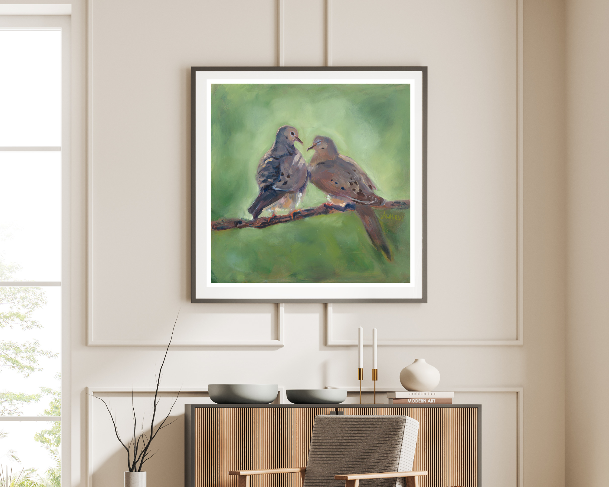 mourning doves fine art print framed