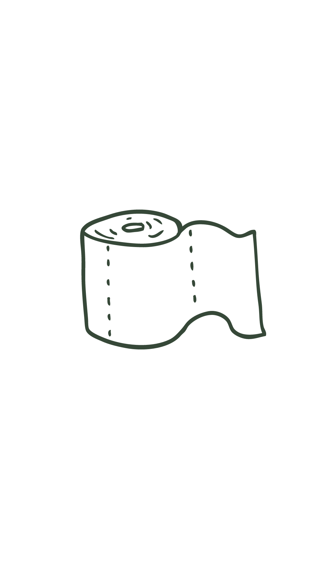 Illustration of a roll of toilet paper with dashed lines indicating where to tear.