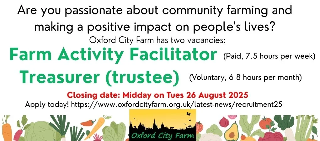 We're Recruiting a Farm Activity Facilitator and Seeking a Treasurer Trustee