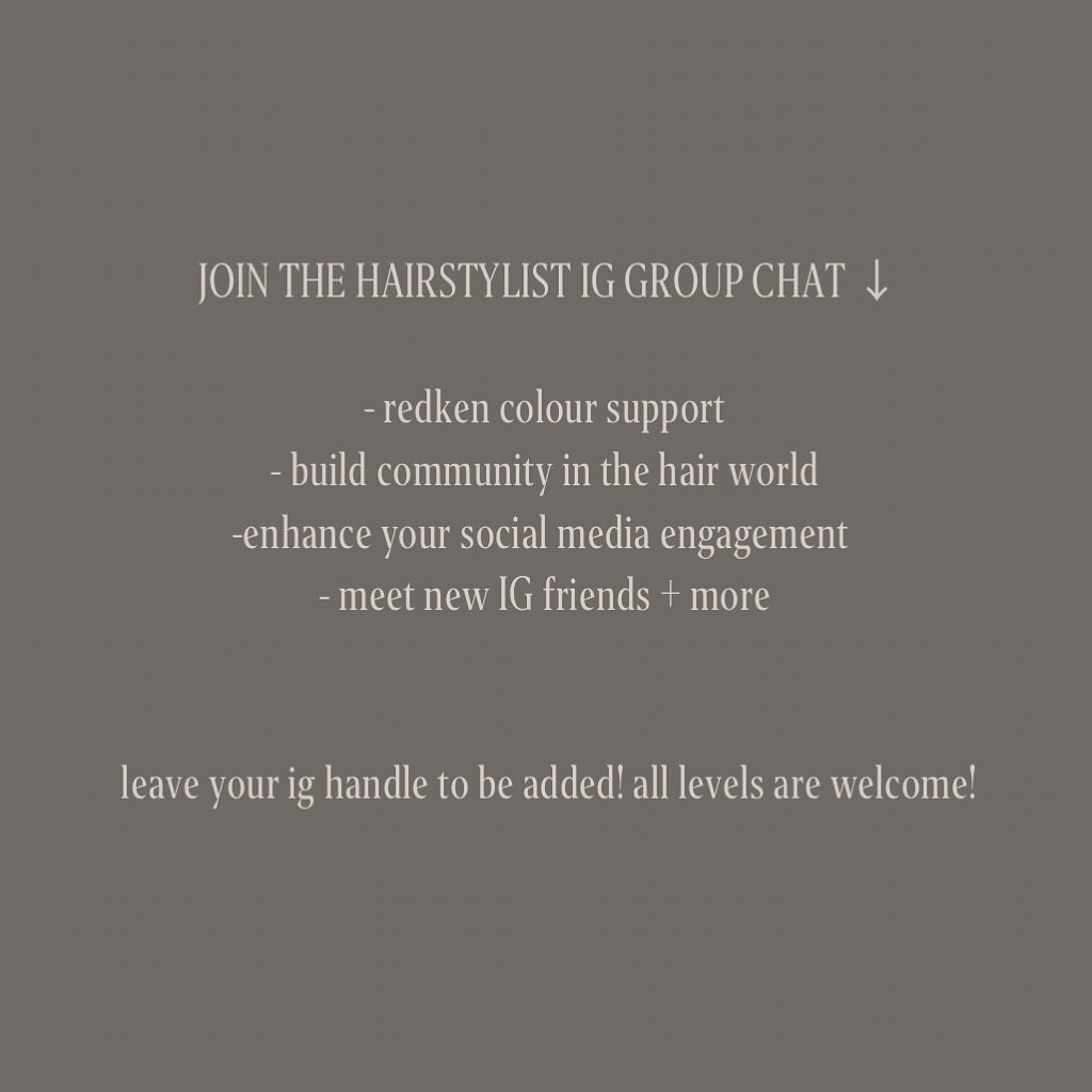 To any hair artists looking to be apart of our Hairstylist GC, comment your ig handles + tag a friend to be added! This group chat was created to connect hairstylist together of all levels to build a sense of community + business/hair support! 🤎

- 