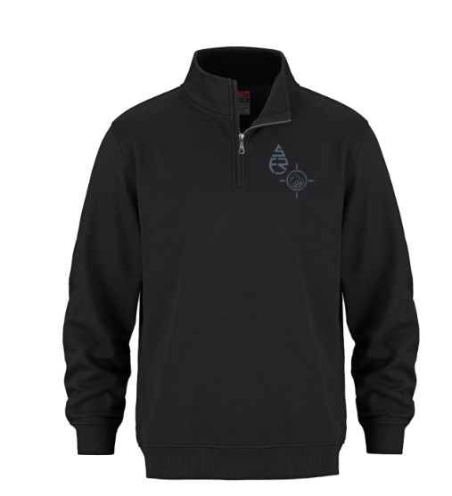 Black 1/4 zip dual logo sweater