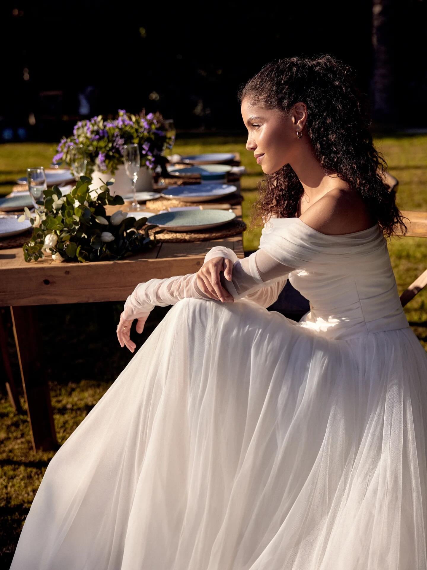 Rouching is our middle name. This amazing crepe a-line gown has a flattering rouched bodice with an optional gathered tulle off the shoulder jacket.

Lillian West 66435 in store now!

#ivorylacebridal #lillianwest #offtheshoulderdress #weddingdress #