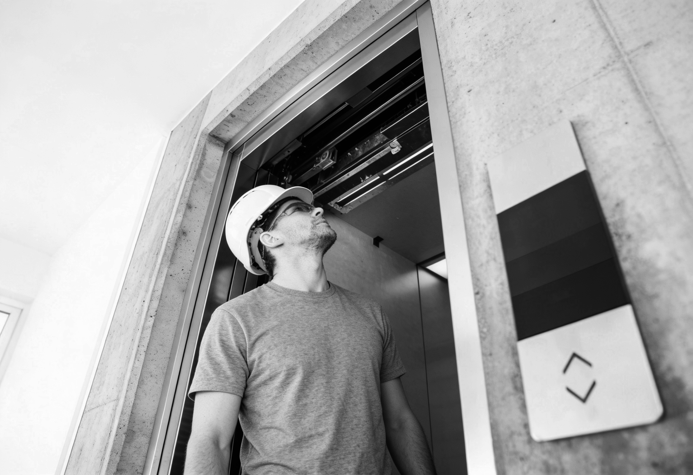 elevator technician repairing cab in Florida