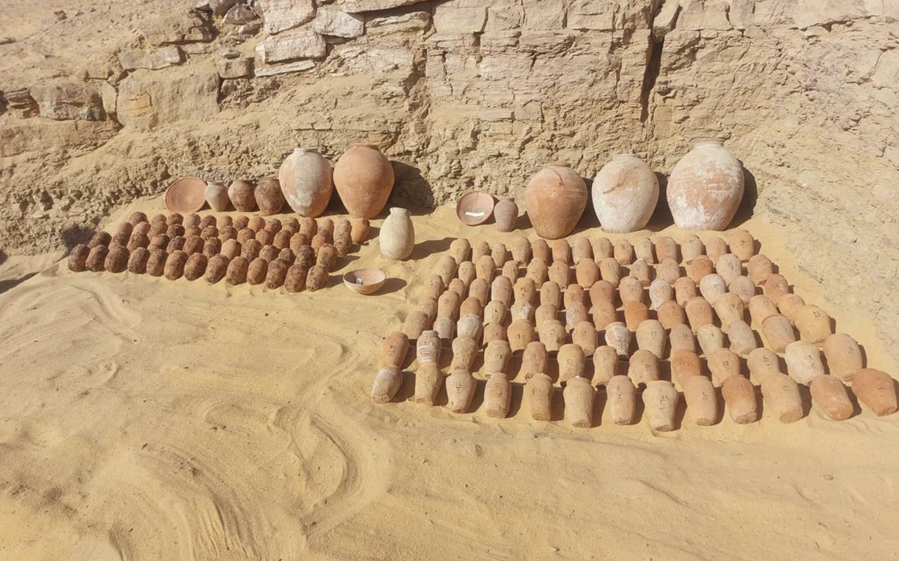 Old Kingdom Tombs with 160 Pottery Vessels Discovered at Qubbet el Hawa in Aswan!