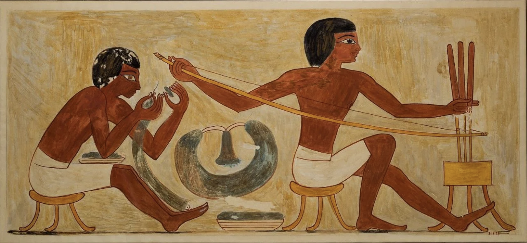 Ancient Egyptian Bow drill tomb painting