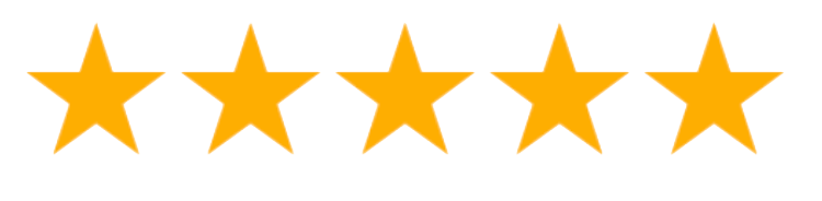A five-star rating with five gold stars.