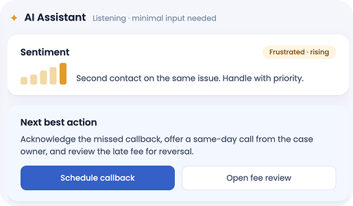 AI Assistant: sentiment and next best action
