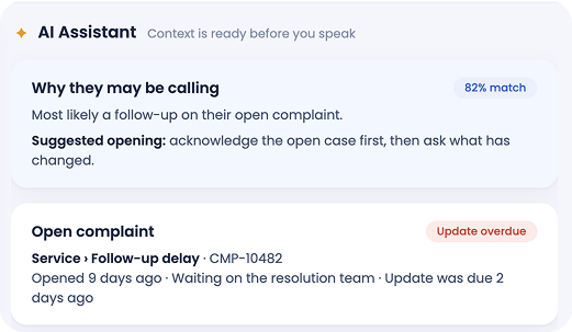 AI Assistant: why they may be calling and open complaint