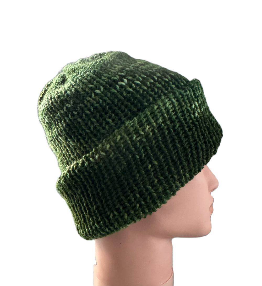 Green Knitted Winter Hat Beanie Hand Dyed Tonal Yarn Warm  display picture 2