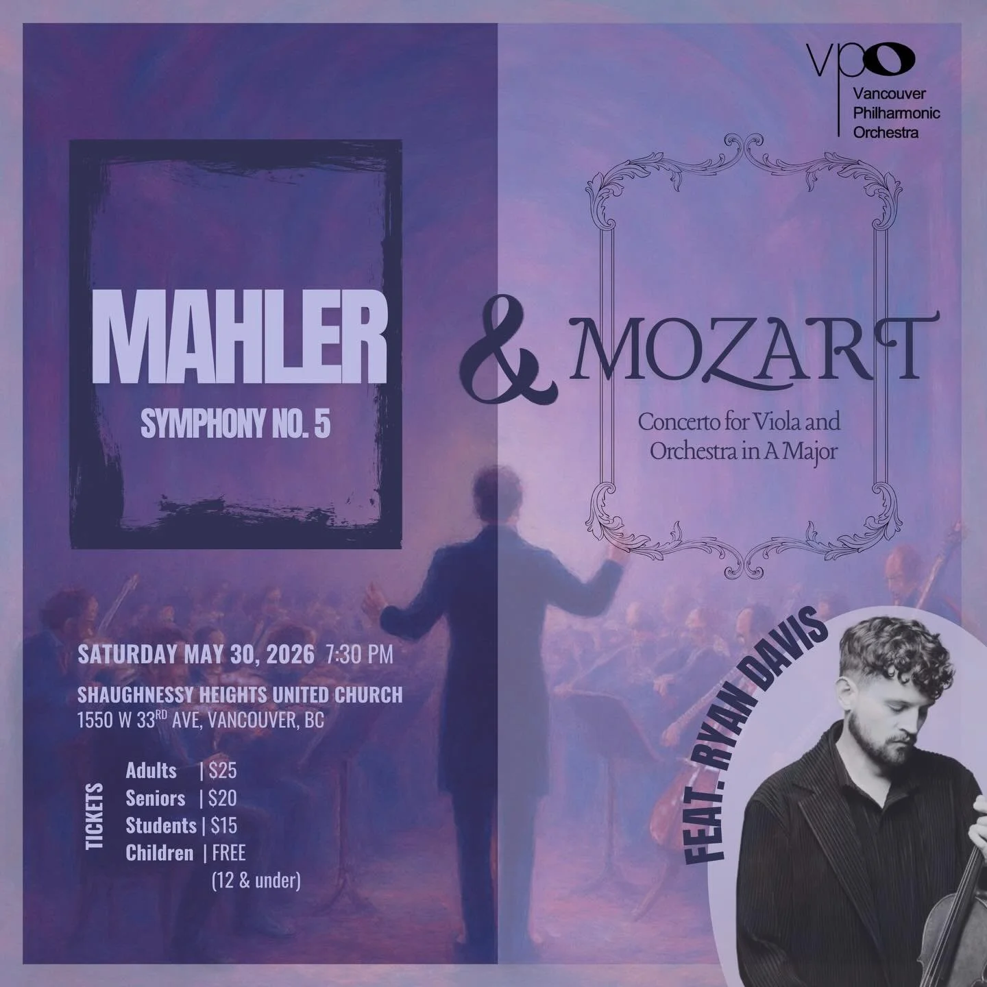 It&rsquo;s that time of year again 🌸

Join us for our last concert of the season on May 30, 2026!

We are so excited to be joined by the incredible violist 🎻 Ryan Davis to bring you two riveting and contrasting works by Mahler and Mozart that you w