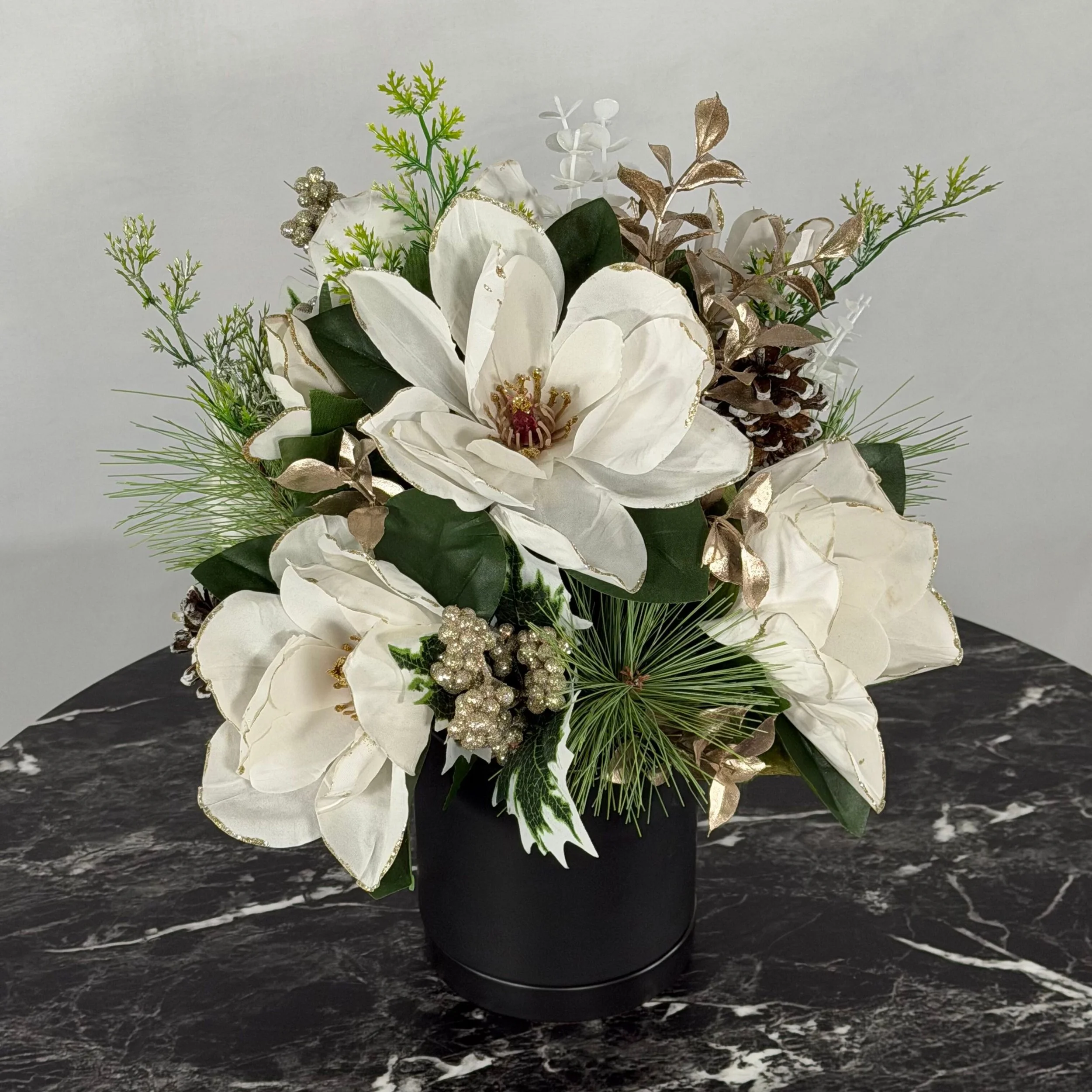 White Magnolia w/ Gold Accents