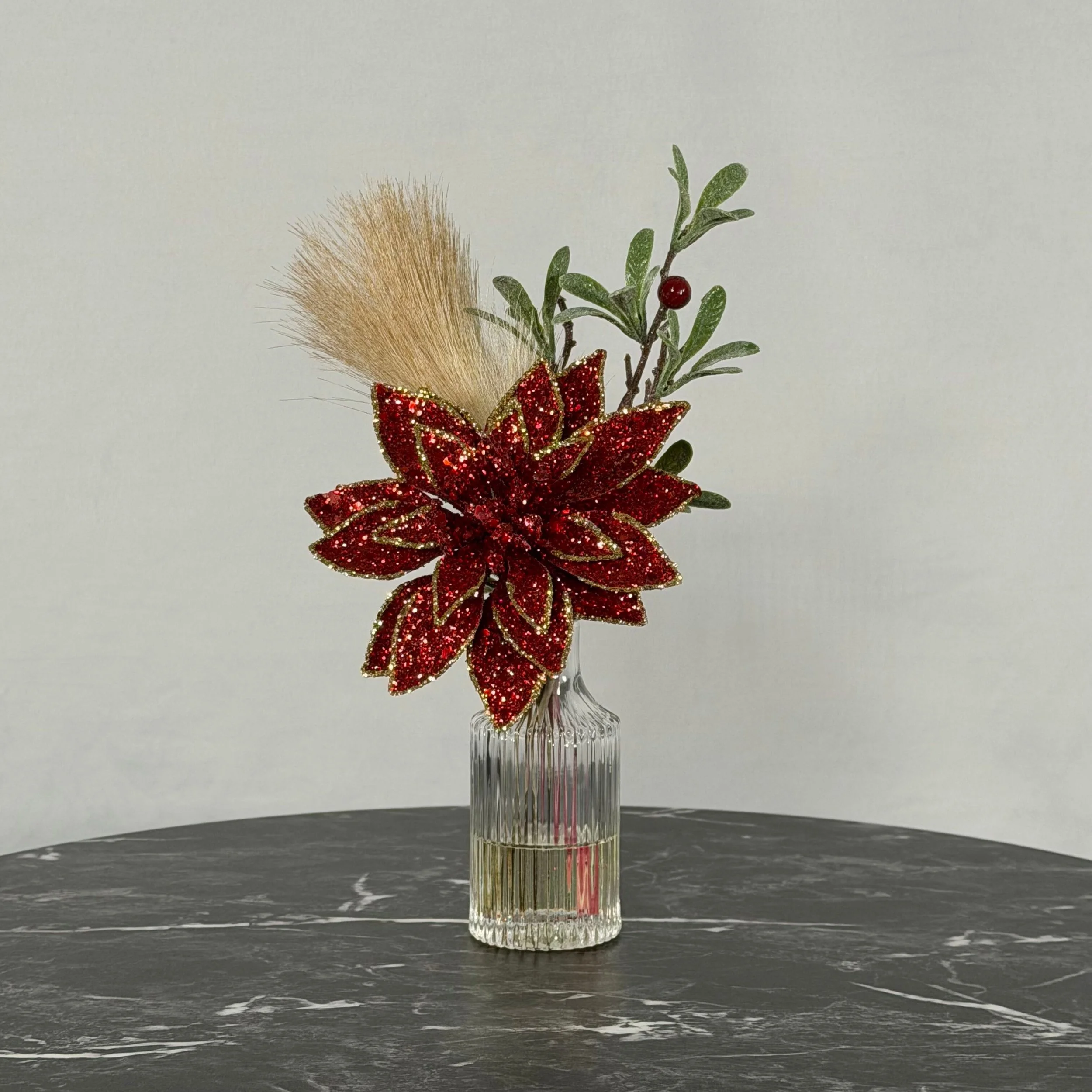 Red Poinsettia & Boho w/ Simulated Water