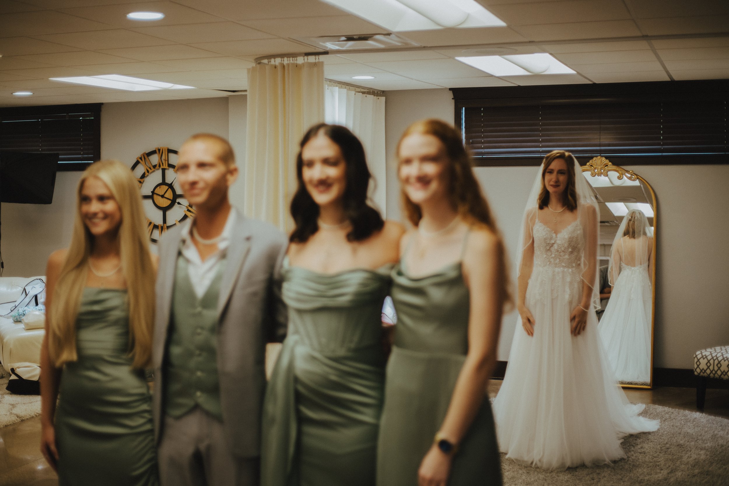 First Look with Bridal Party in the Lounge at Rosedale Park Event Center
