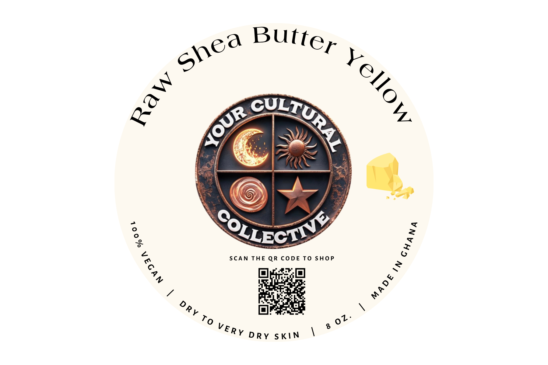 Raw Shea Butter Yellow (Unscented) (8oz.)