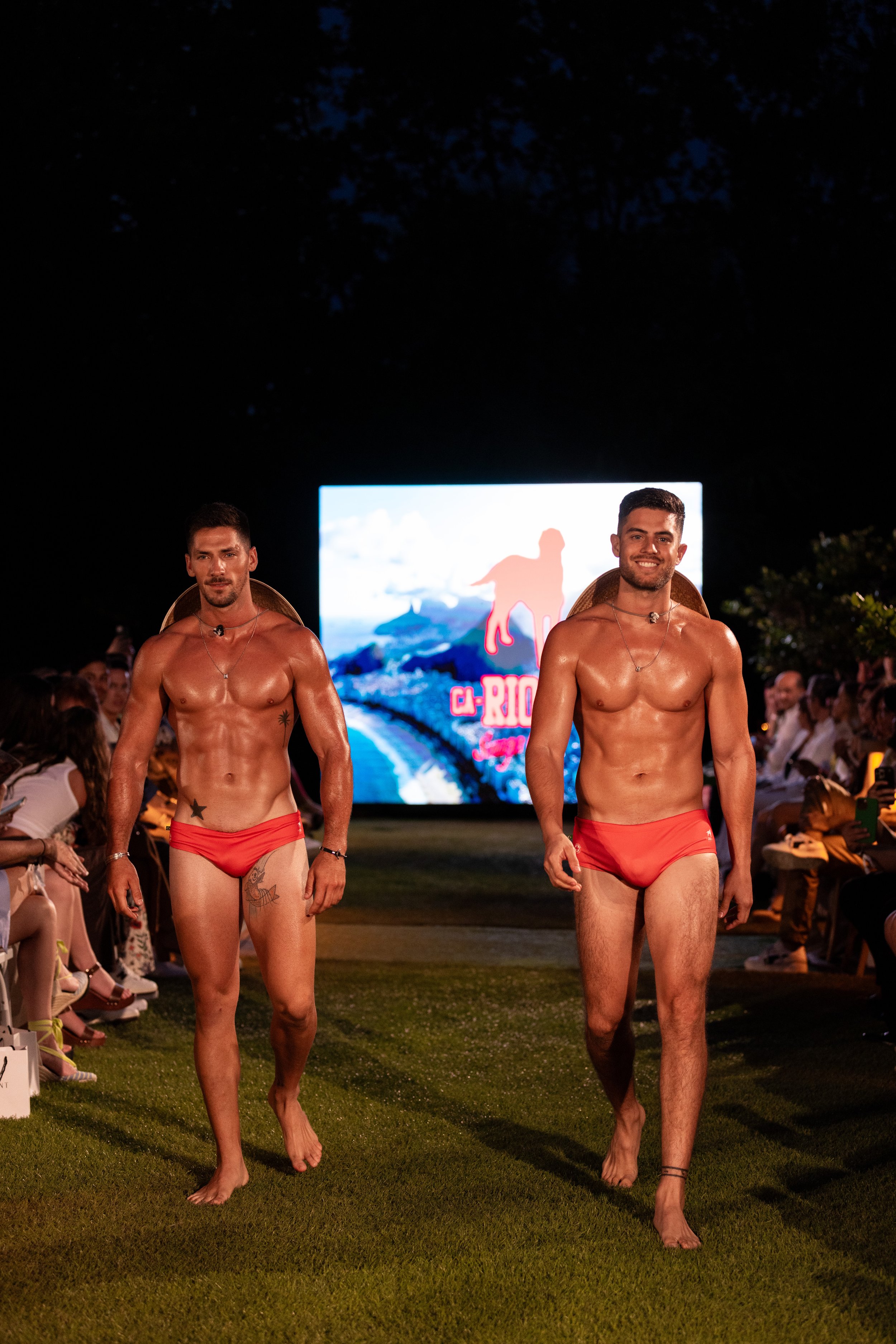 Two male model on the runway 