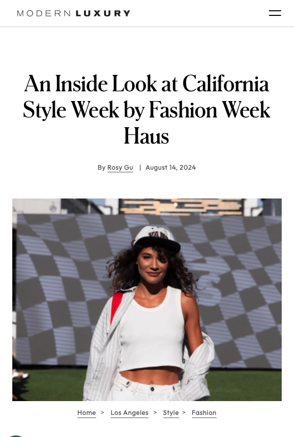 Modern Luxury's article about our event at California Style Week