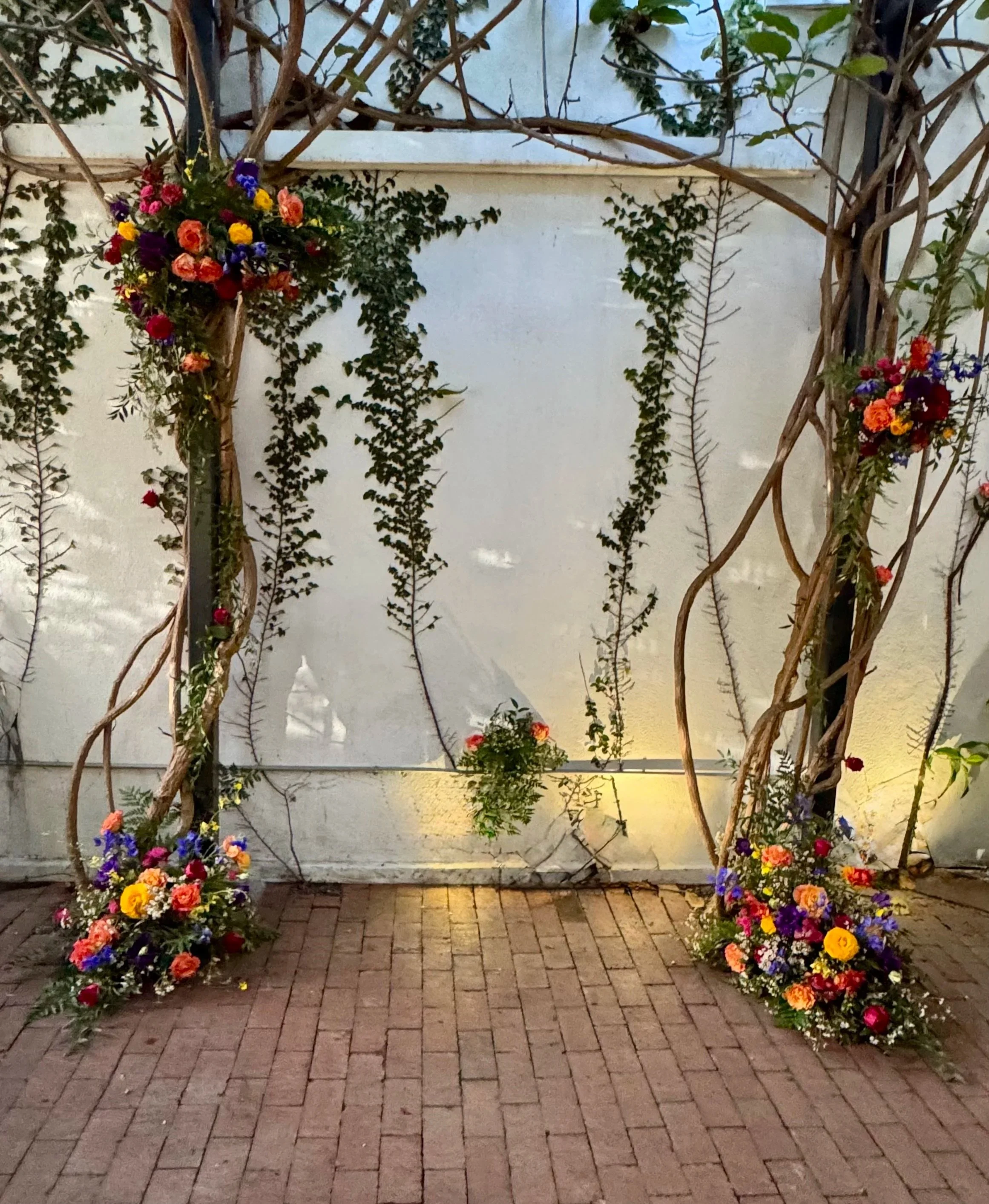 Colorful Wedding Arch Installation at Pasjoli Santa Monica